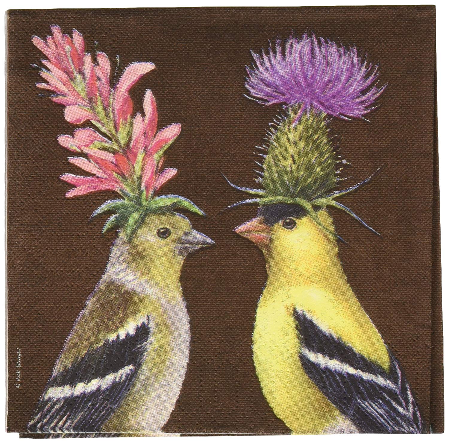 Goldfinch Couple Paper Napkins - Thumbnail 3