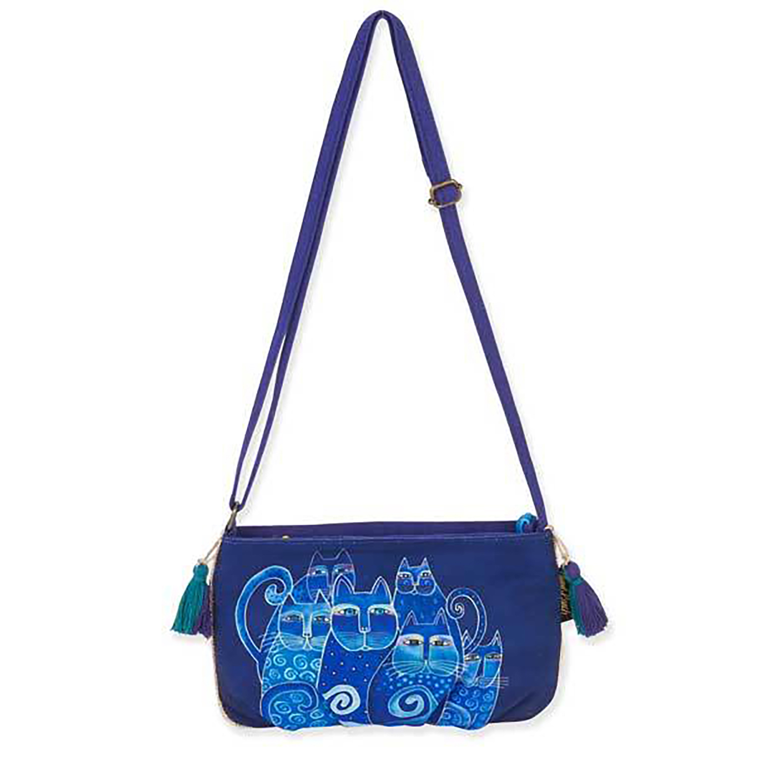 Laurel Burch Indigo Cats Blue Crossbody Purse 9.5 X 6 X .5 Inches Blue 651462123006 eBay