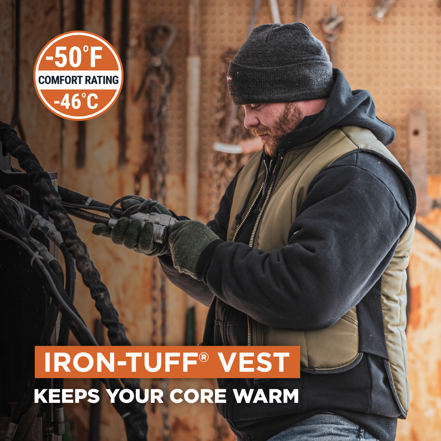 Chaleco RefrigiWear Iron-Tuff - Protección contra el frío extremo, repelente al agua, - Imagen 8 de 11