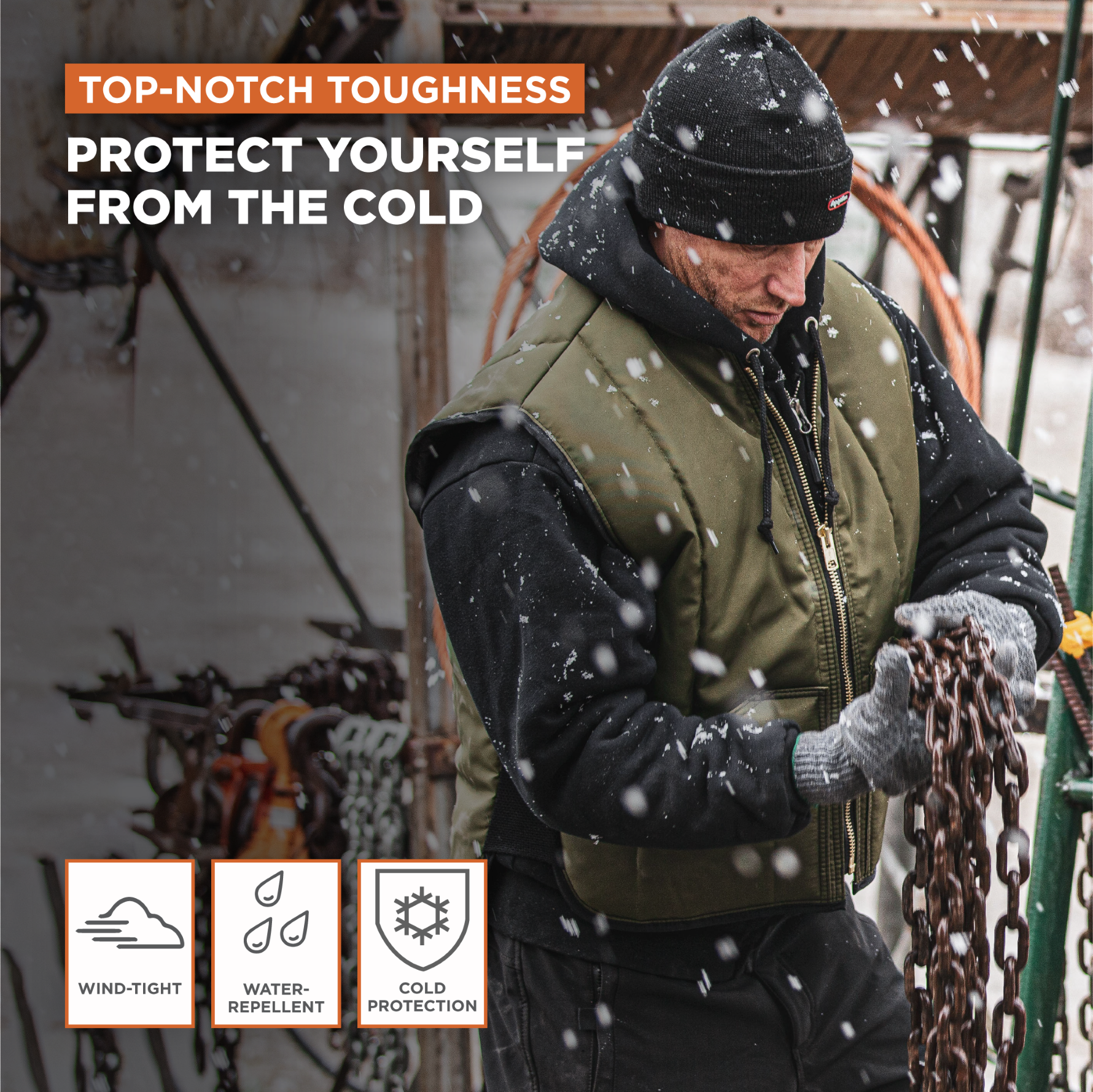 Chaleco RefrigiWear Iron-Tuff - Protección contra el frío extremo, repelente al agua, - Imagen 10 de 11