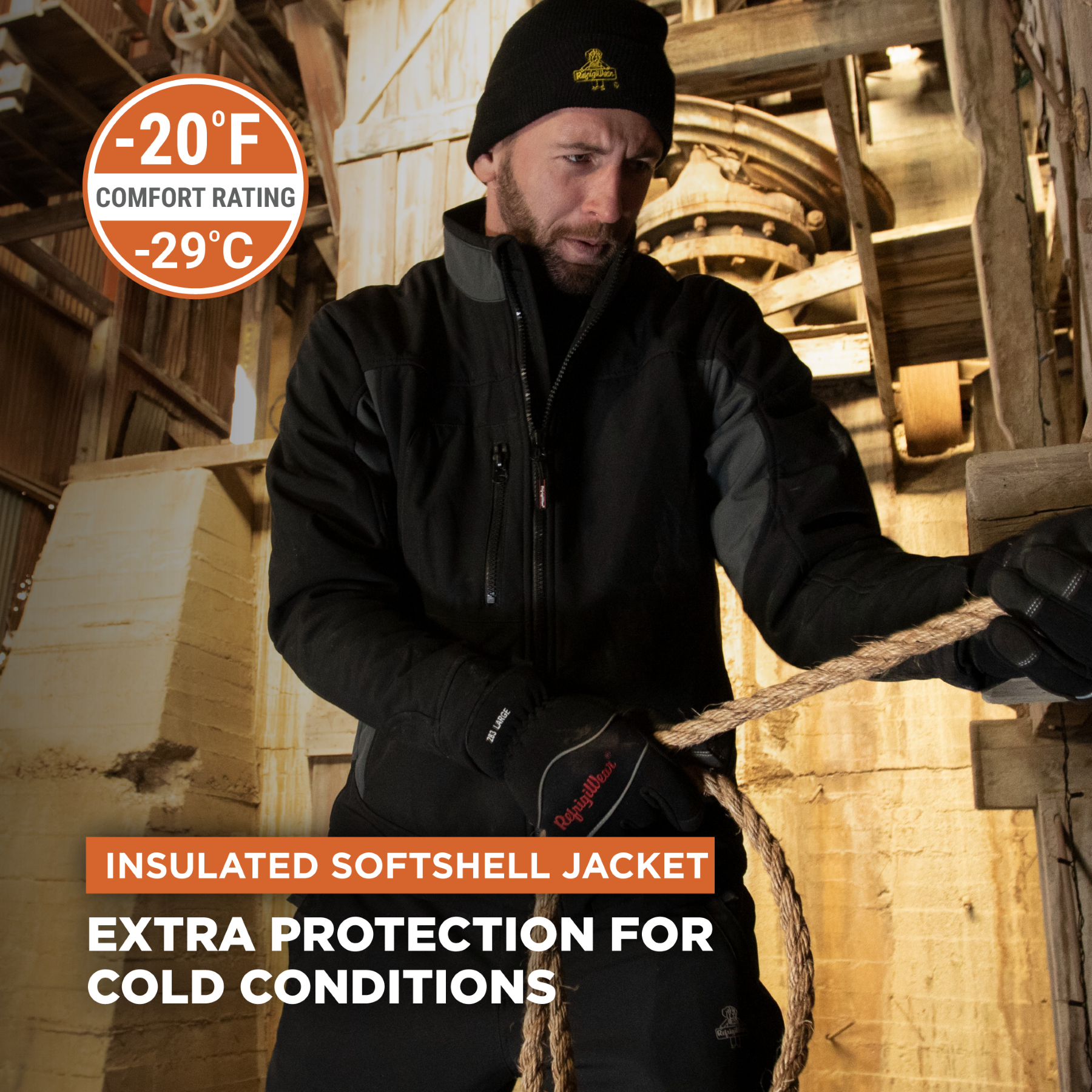 RefrigiWear Insulated Softshell Jacket - Warm Work Coat, Water-Repellent, - Picture 8 of 10