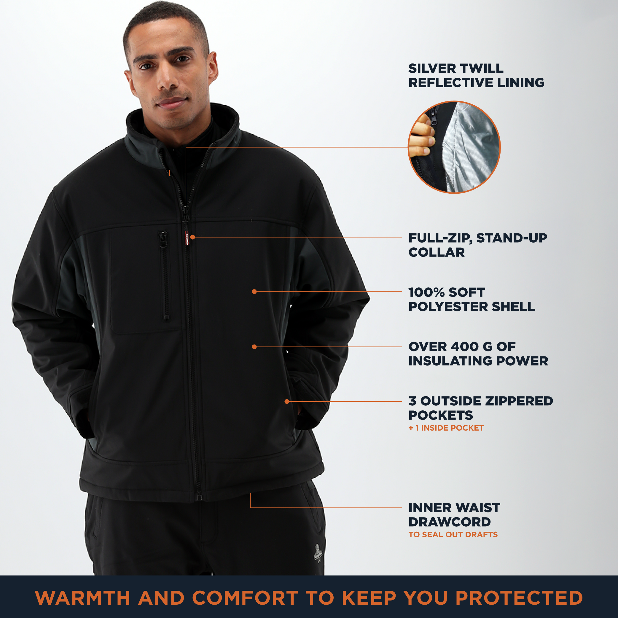RefrigiWear Insulated Softshell Jacket - Warm Work Coat, Water-Repellent, - Picture 9 of 10