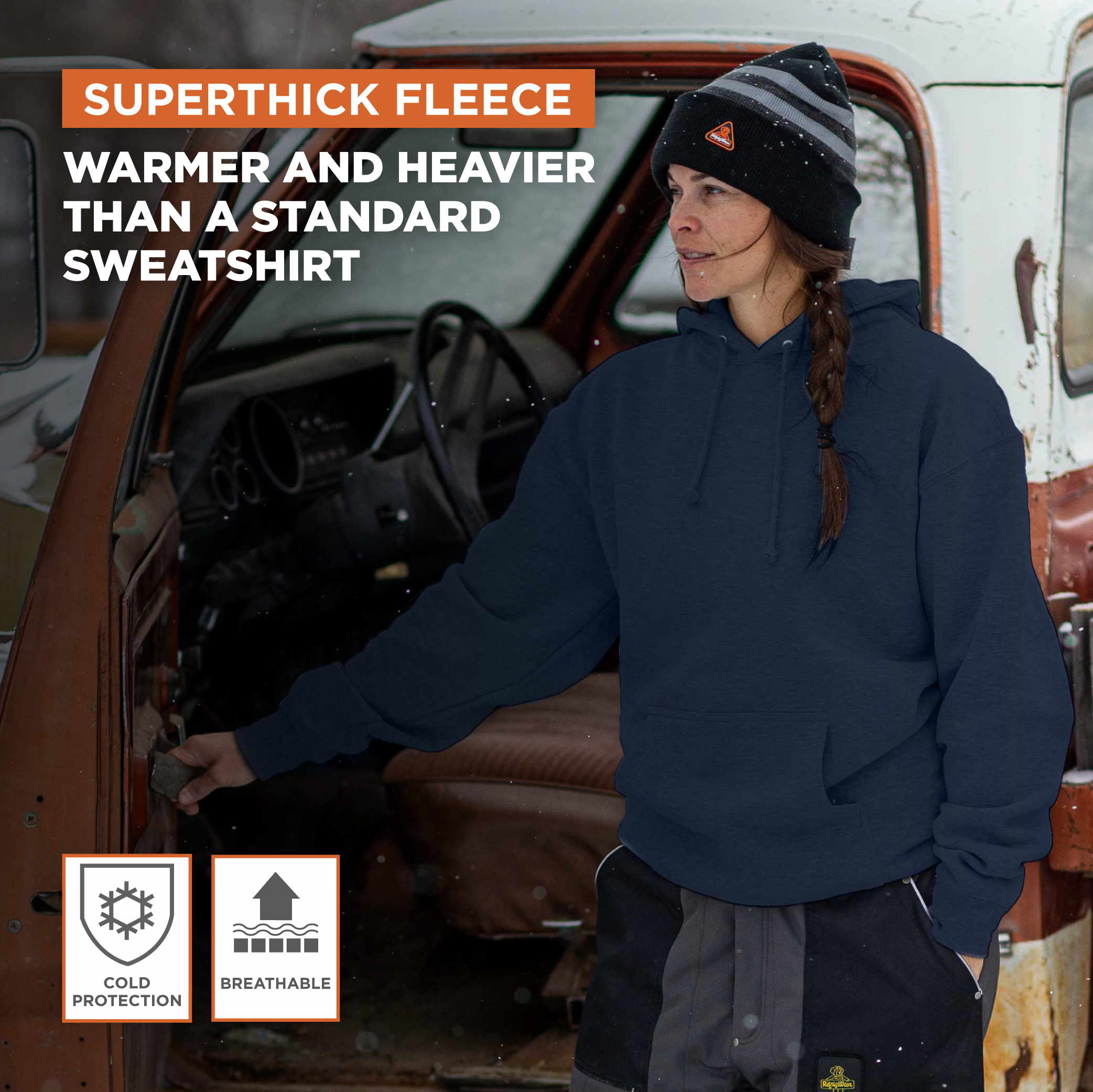 Sudadera con capucha polar RefrigiWear - suéter cálido con bolsillo canguro - Imagen 10 de 10