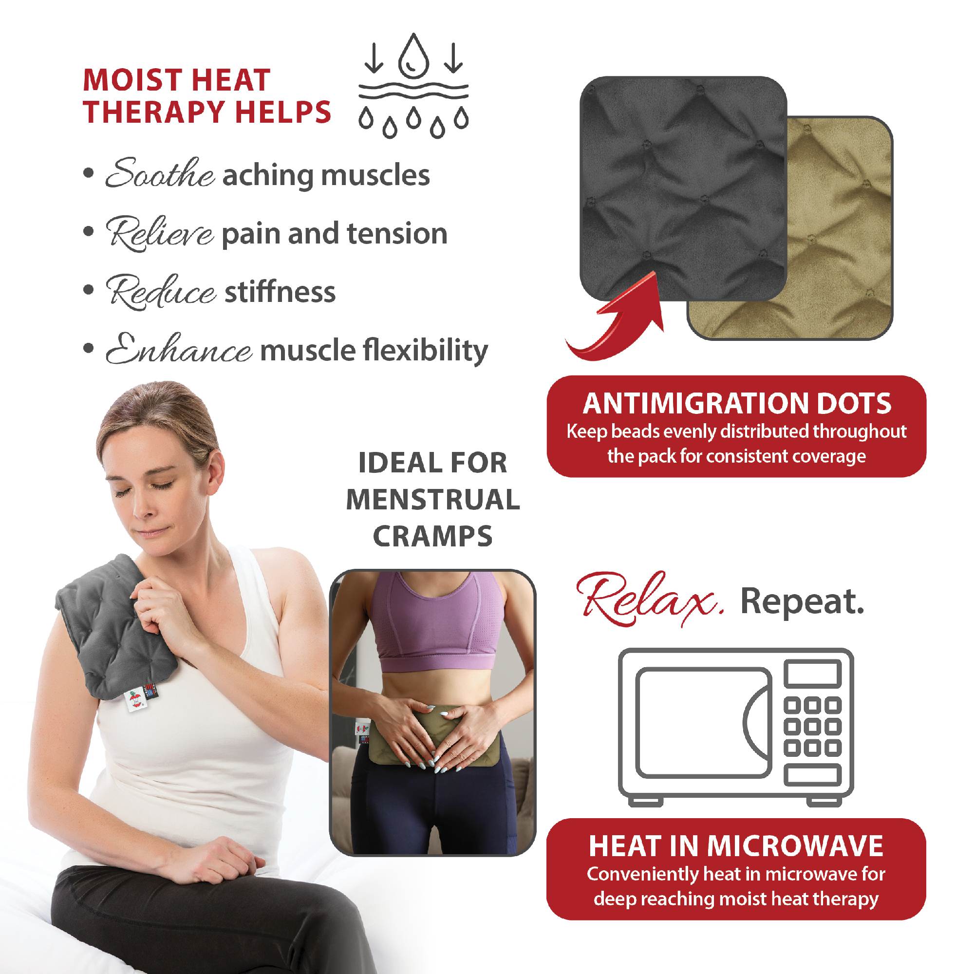 Core Products MicroBeads Moist Heat Therapy Pack, Helps Ease Pain Aching Muscles