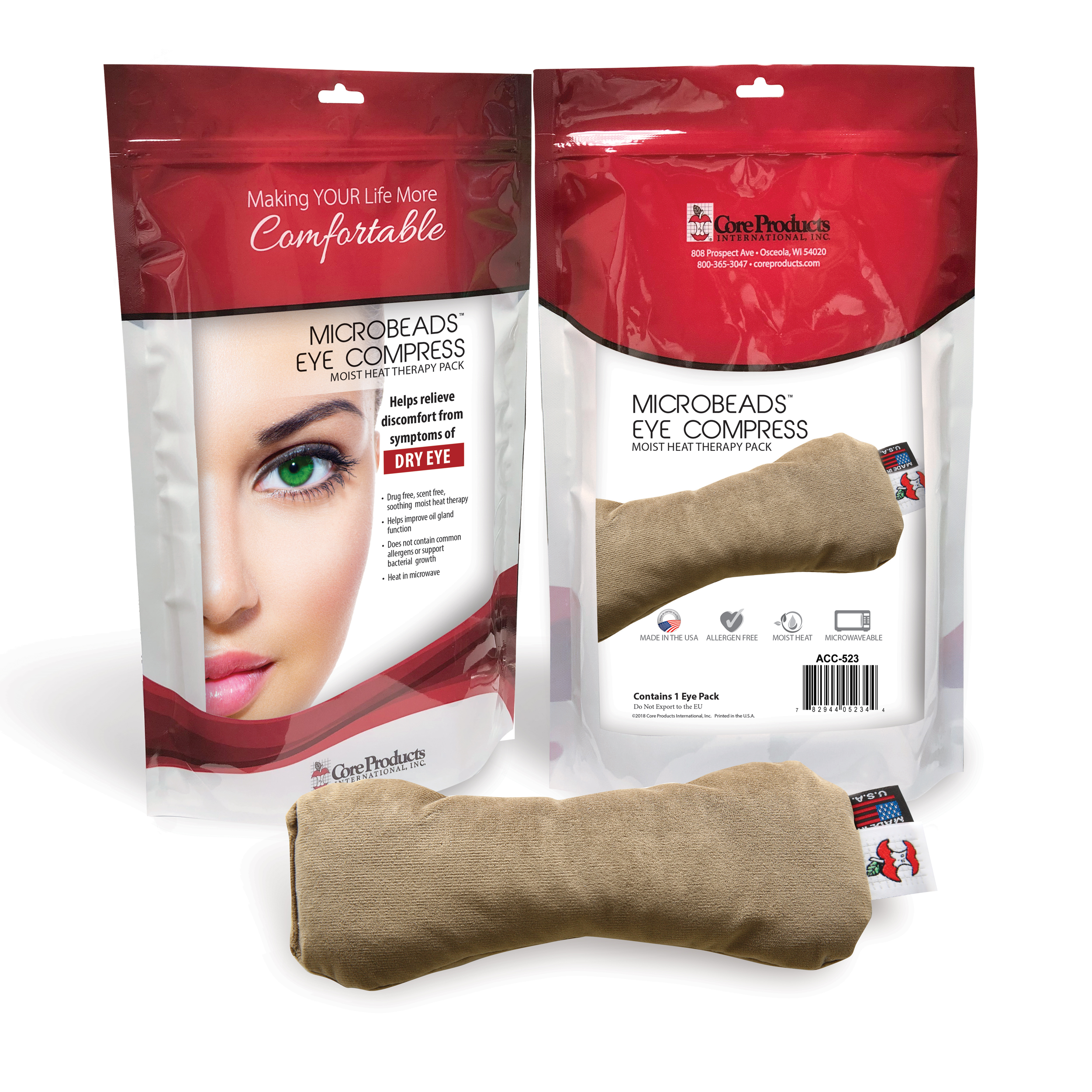 Core Products MicroBeads Eye Compress Moist Heat Therapy Pack