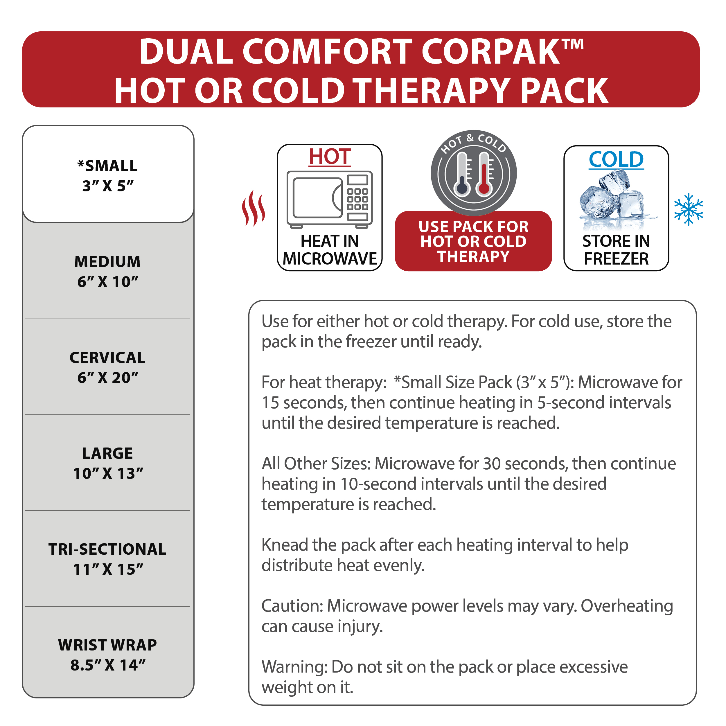 Core Products Dual Comfort CorPak - Reusable hot/cold pack for knee, back,