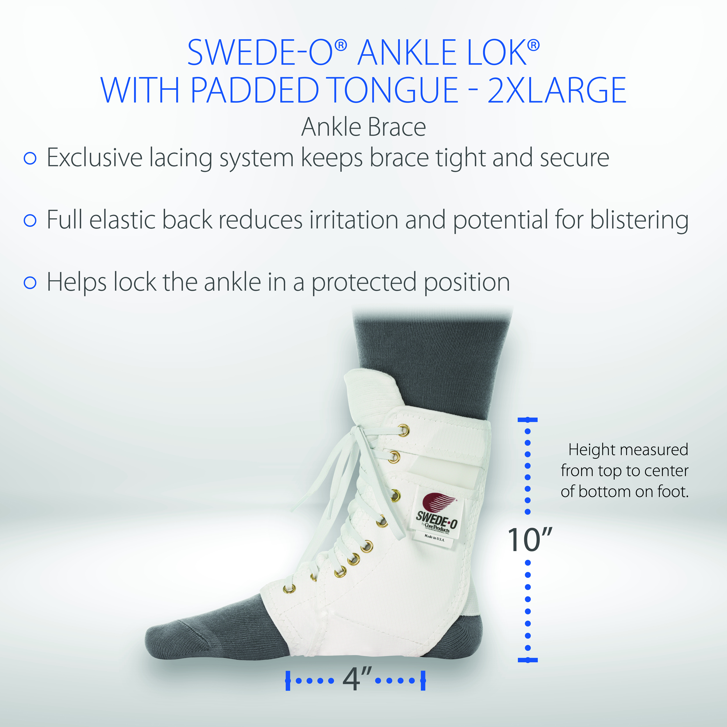 Swede-O Ankle Lok Ankle Brace w/ Padded Tongue Stabilizer Support Protection USA - Picture 6 of 34