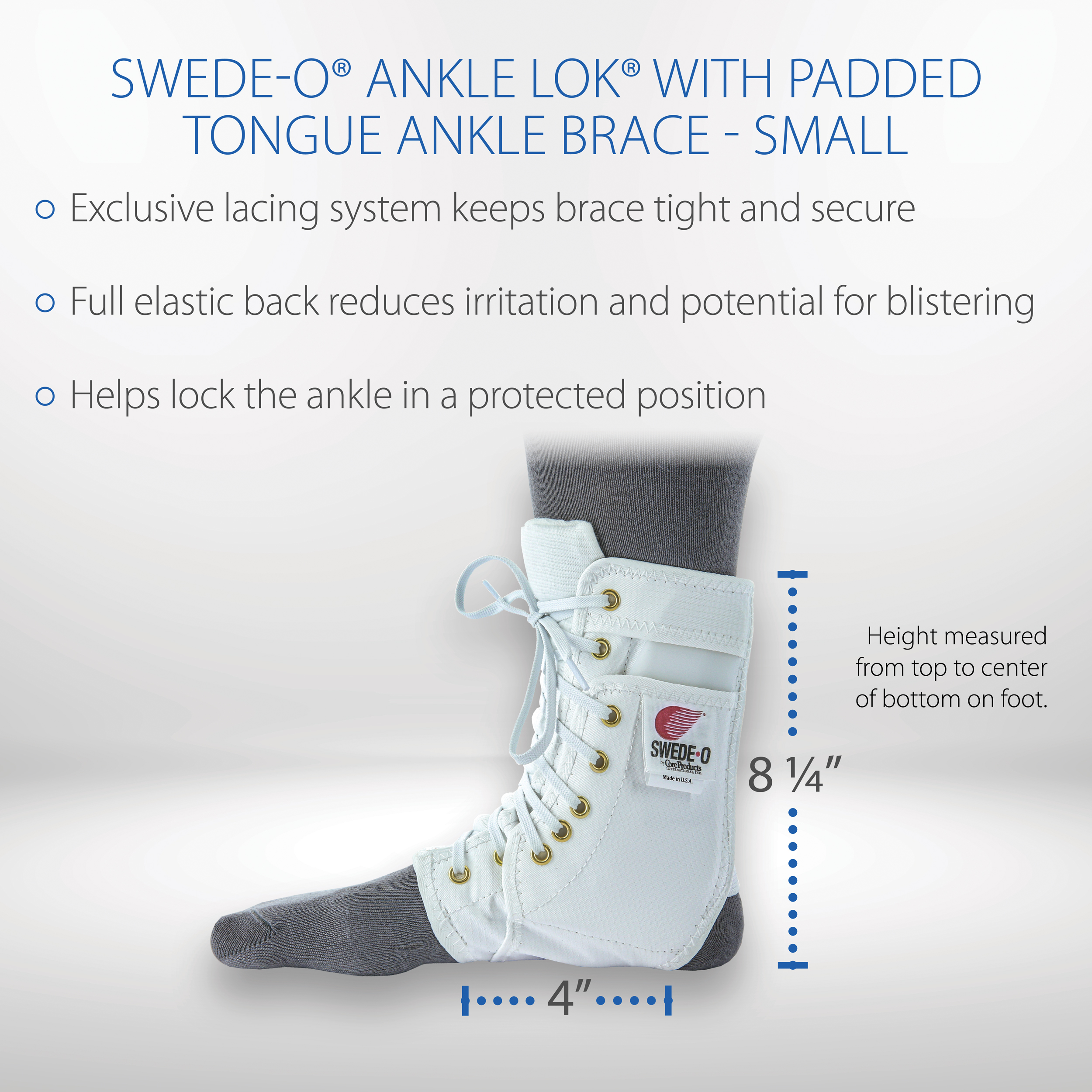 Swede-O Ankle Lok Ankle Brace w/ Padded Tongue Stabilizer Support Protection USA - Picture 21 of 34