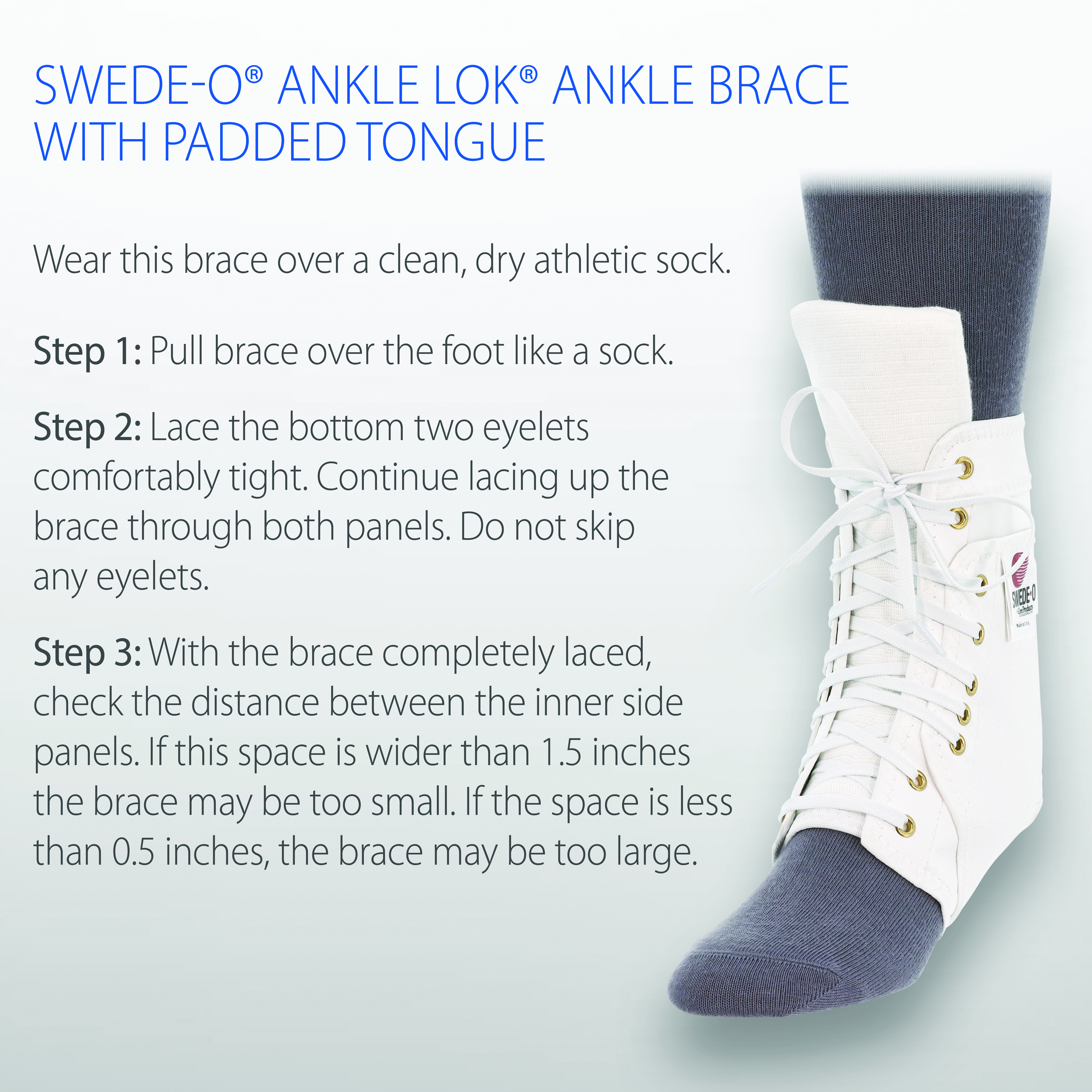 Swede-O Ankle Lok Ankle Brace w/ Padded Tongue Stabilizer Support Protection USA - Picture 9 of 34