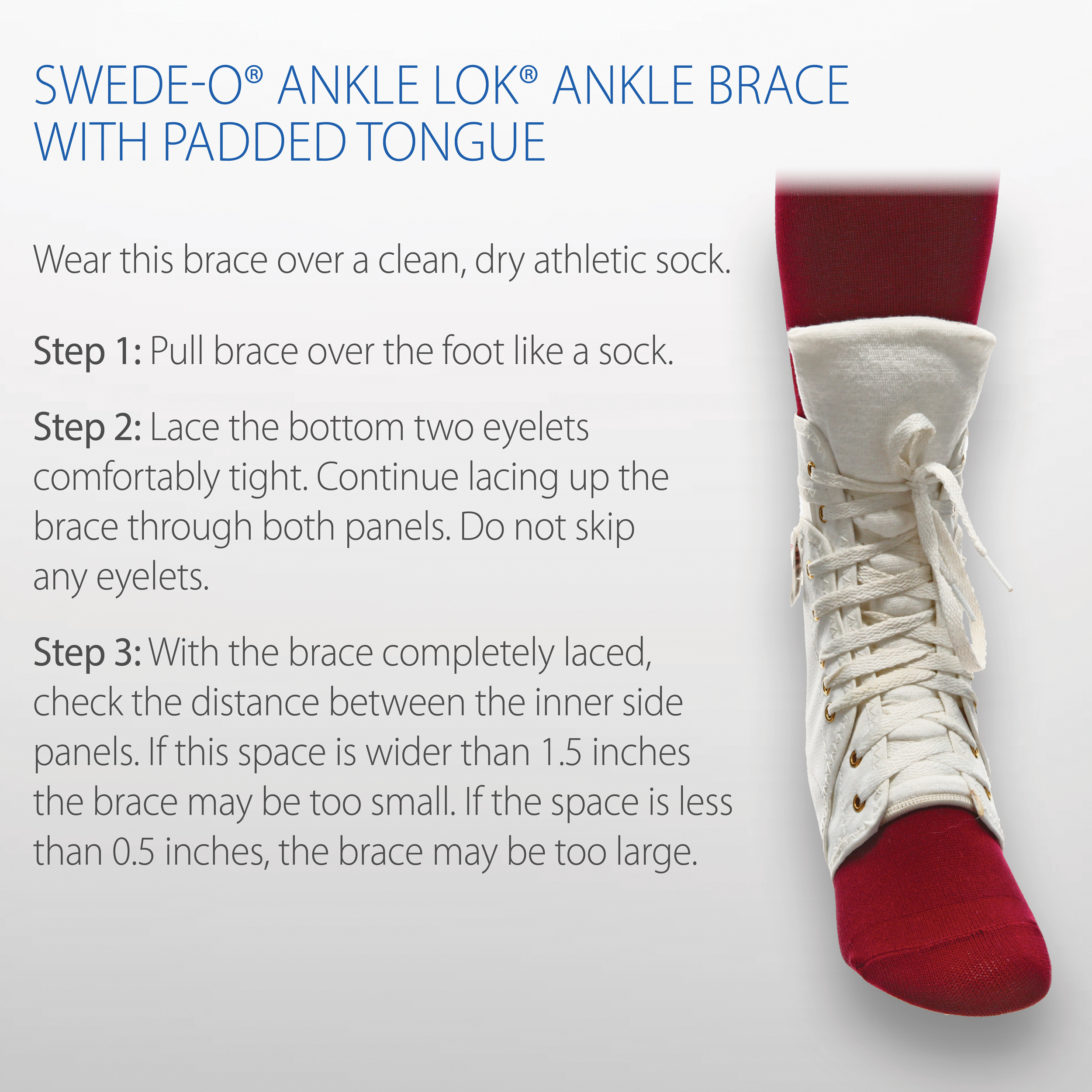 Swede-O Ankle Lok Ankle Brace w/ Padded Tongue Stabilizer Support Protection USA - Picture 24 of 34