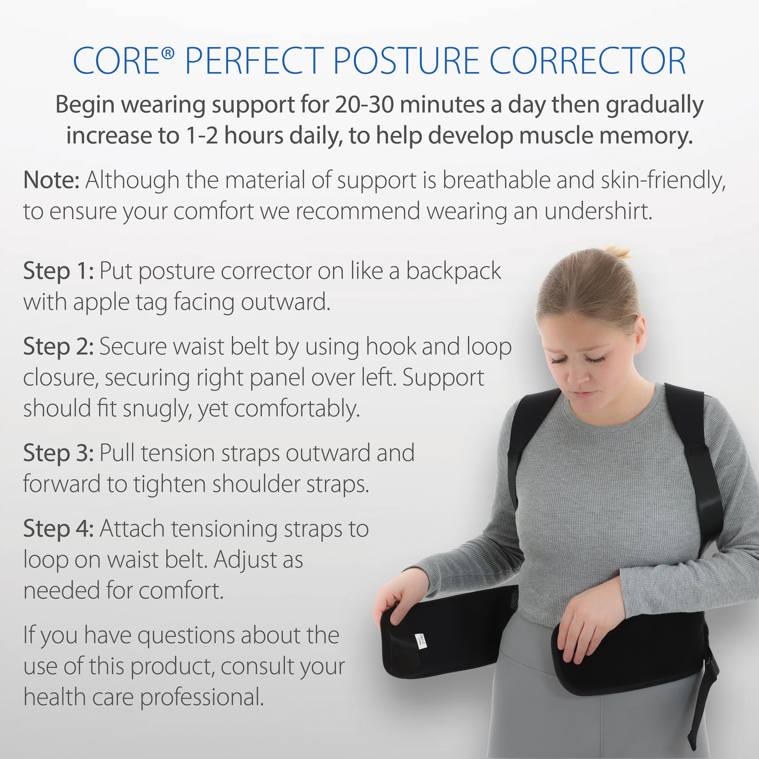Core Products Perfect Posture Corrector, Fully Adjustable, Breathable Shoulder - Picture 14 of 31