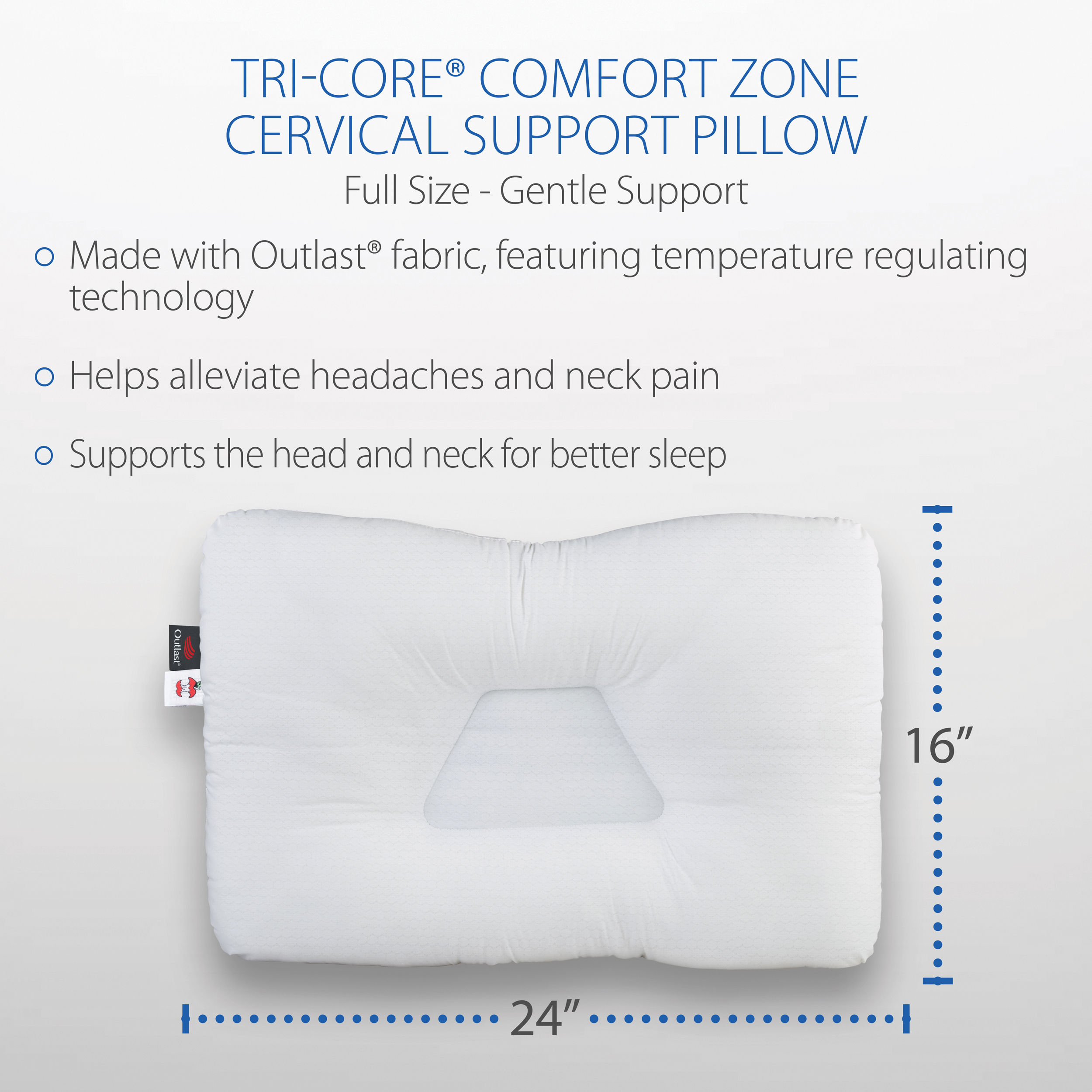 Core Products Tri-Core Comfort Zone Cervical Support Pillow Temperature Control