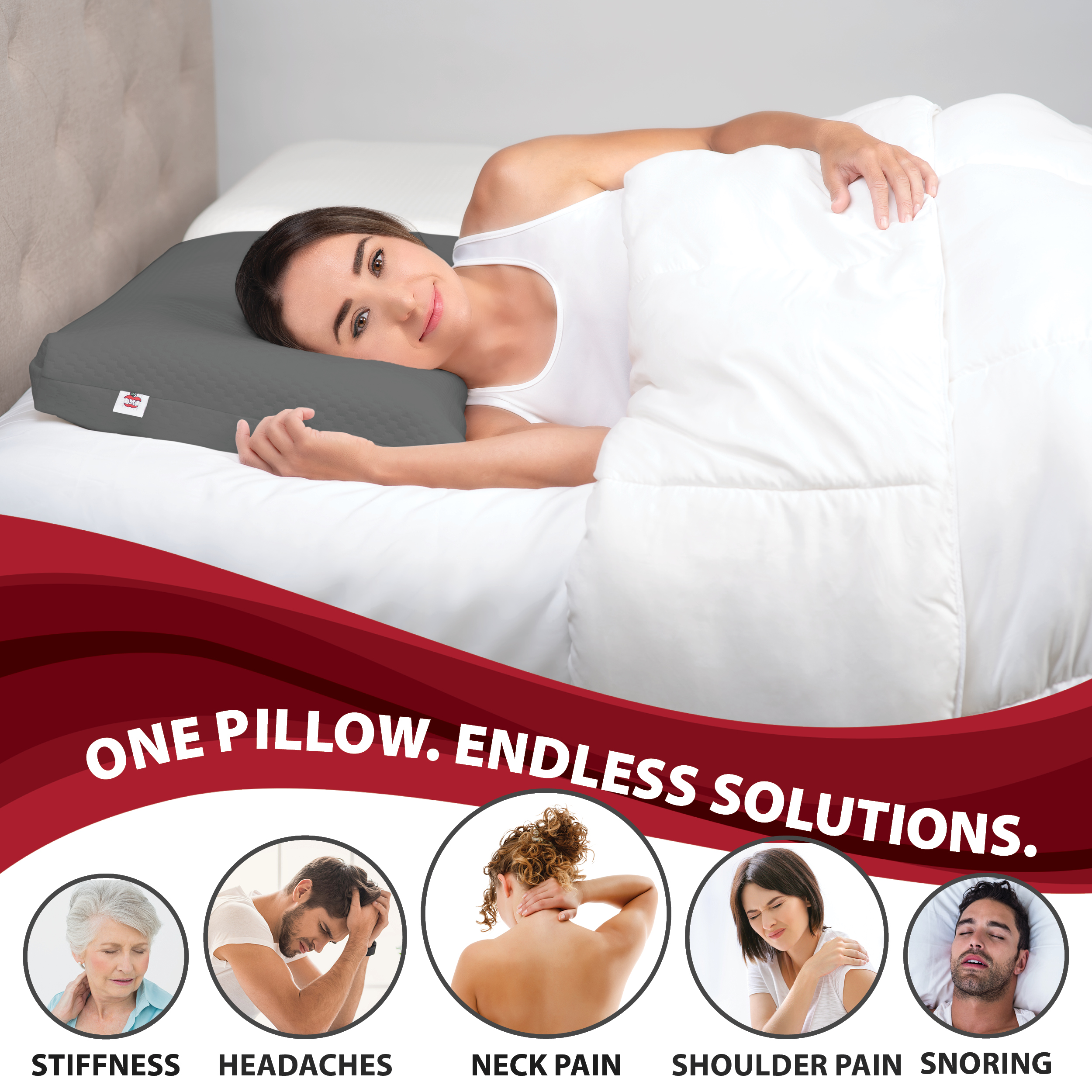 Core Products Tri-Core Ultimate Cervical Pillow for Neck Pain, Firm, Full Size