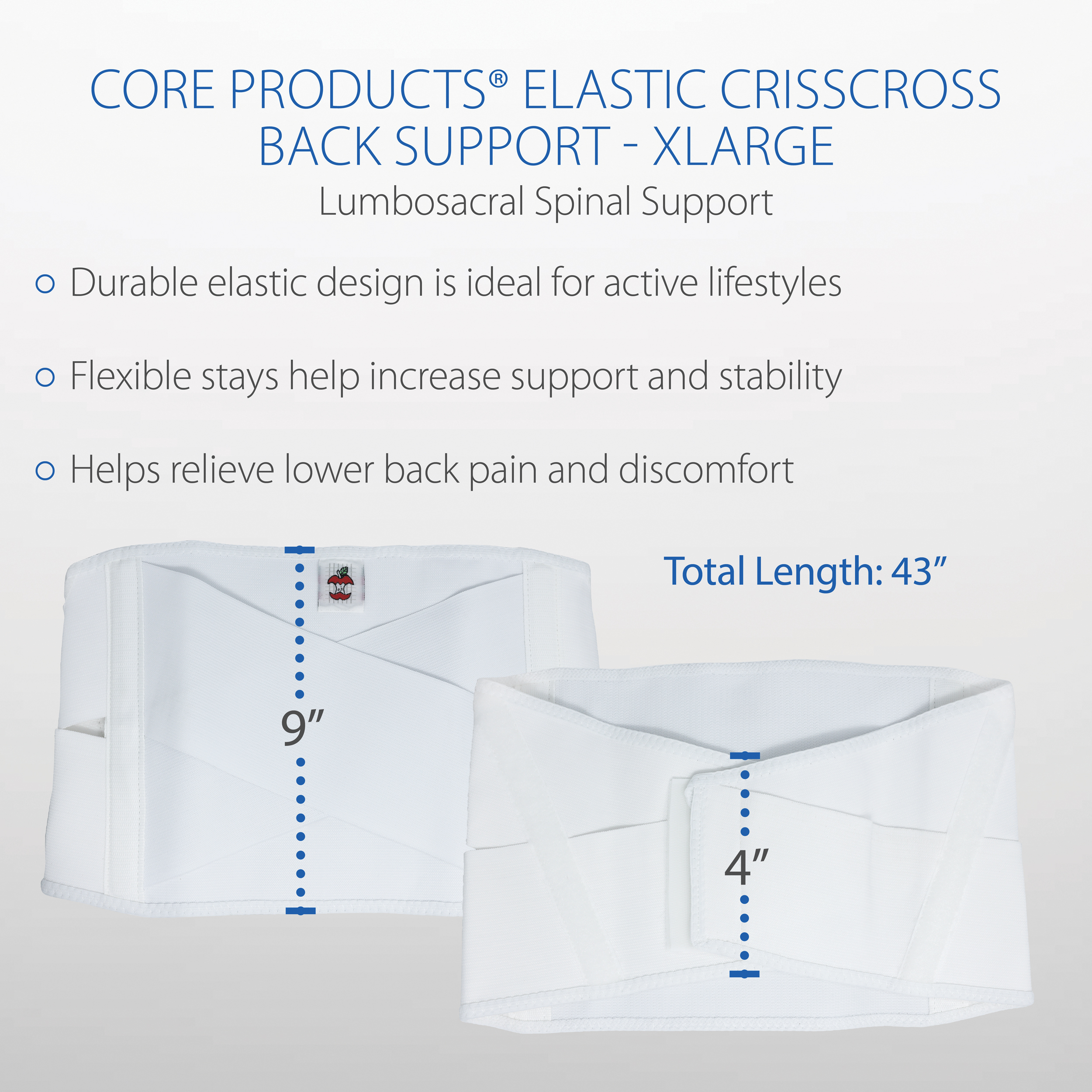 Core Products Elastic Criss Cross Back Support Helps Relieve Lower Back Pain USA