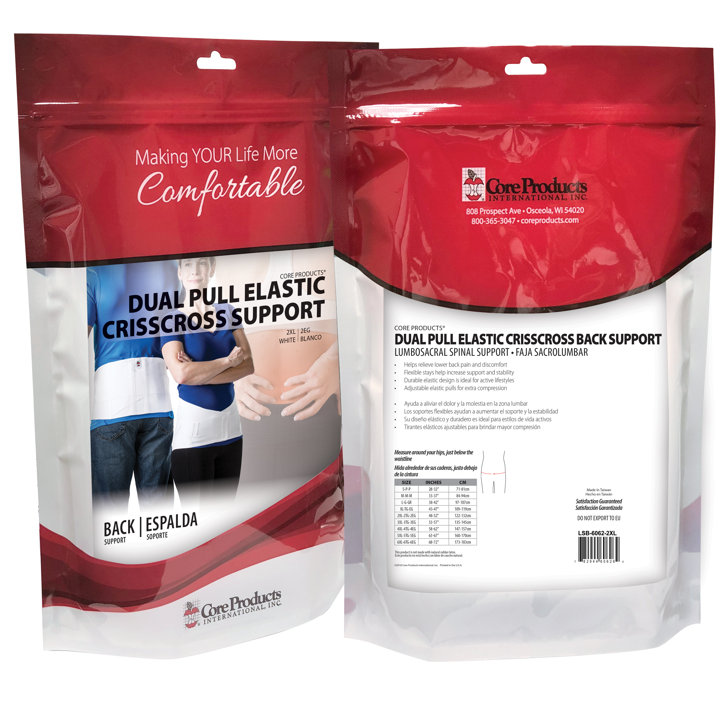 Core Products Doble Tiro Entrecruzado Lumbosacro Flexible Cinturón Soporte Compresión - Imagen 15 de 47