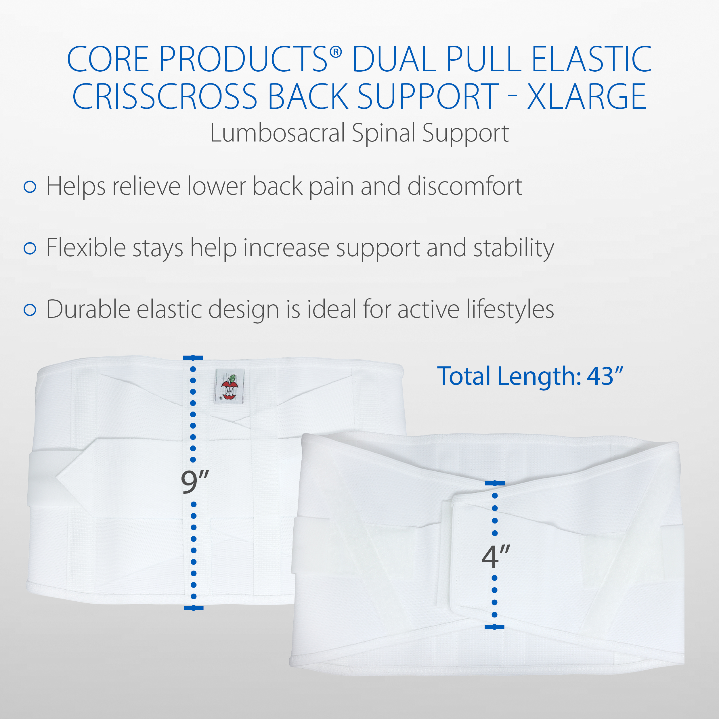Core Products Doble Tiro Entrecruzado Lumbosacro Flexible Cinturón Soporte Compresión - Imagen 42 de 47