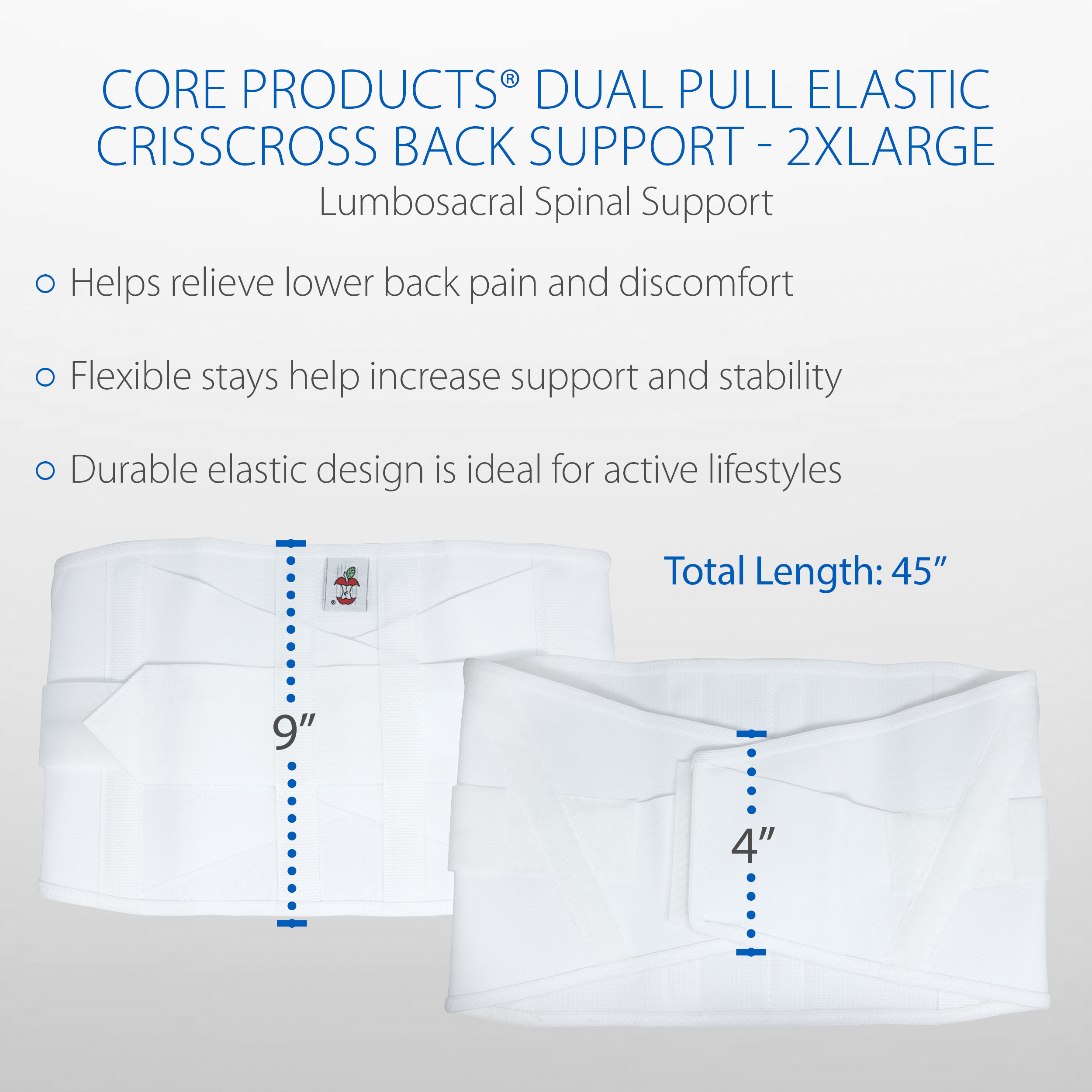 Core Products Doble Tiro Entrecruzado Lumbosacro Flexible Cinturón Soporte Compresión - Imagen 10 de 47