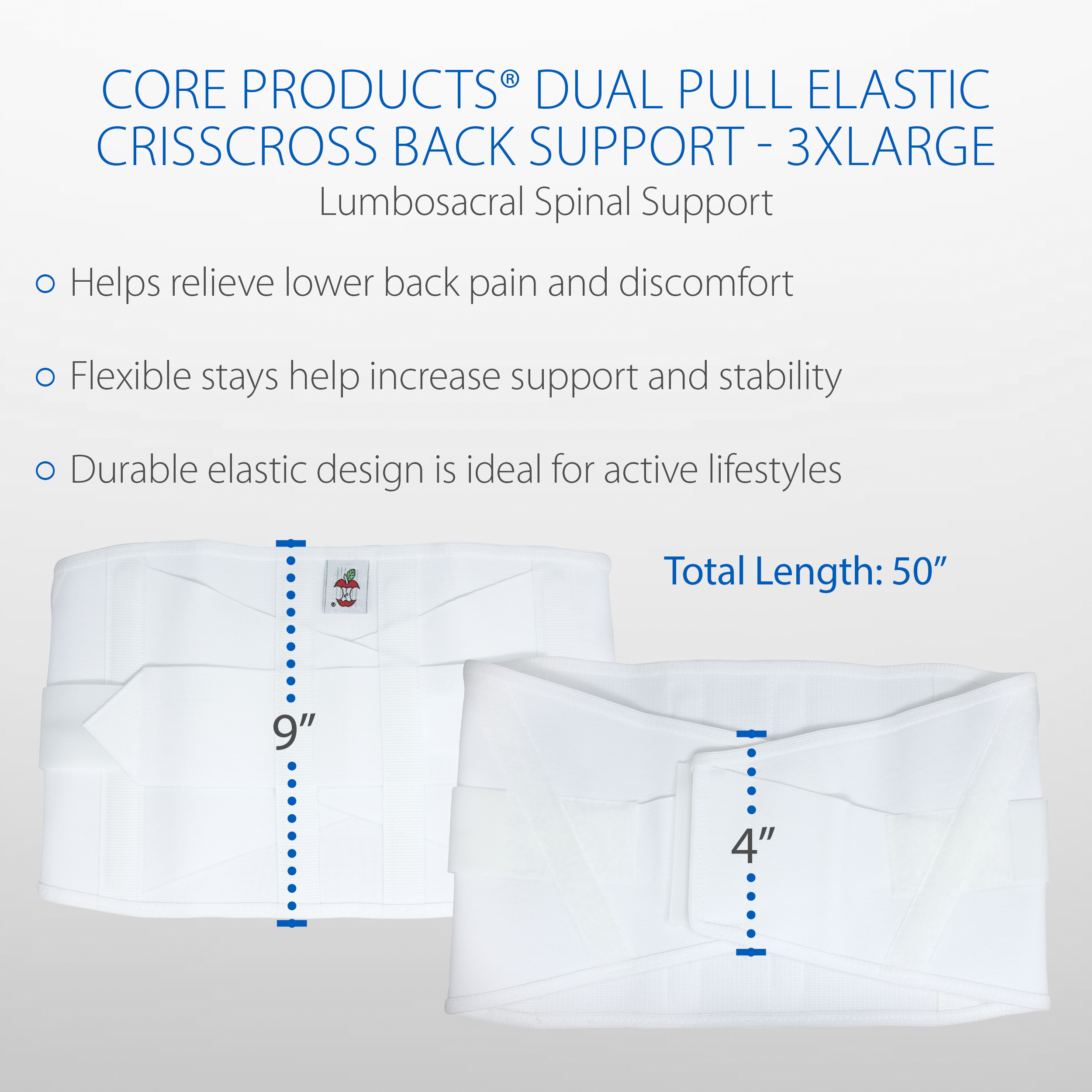 Core Products Doble Tiro Entrecruzado Lumbosacro Flexible Cinturón Soporte Compresión - Imagen 16 de 47