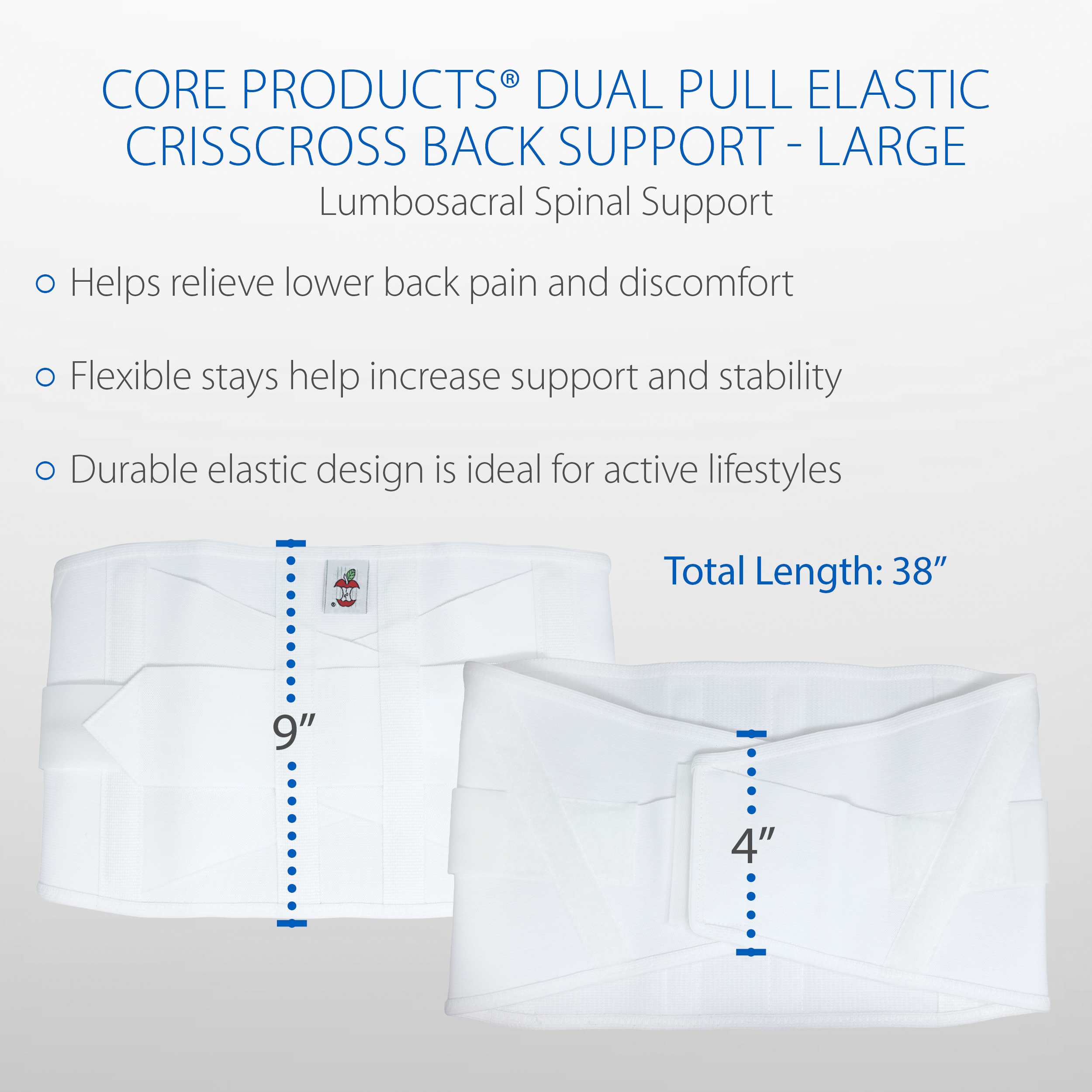 Core Products Doble Tiro Entrecruzado Lumbosacro Flexible Cinturón Soporte Compresión - Imagen 22 de 47