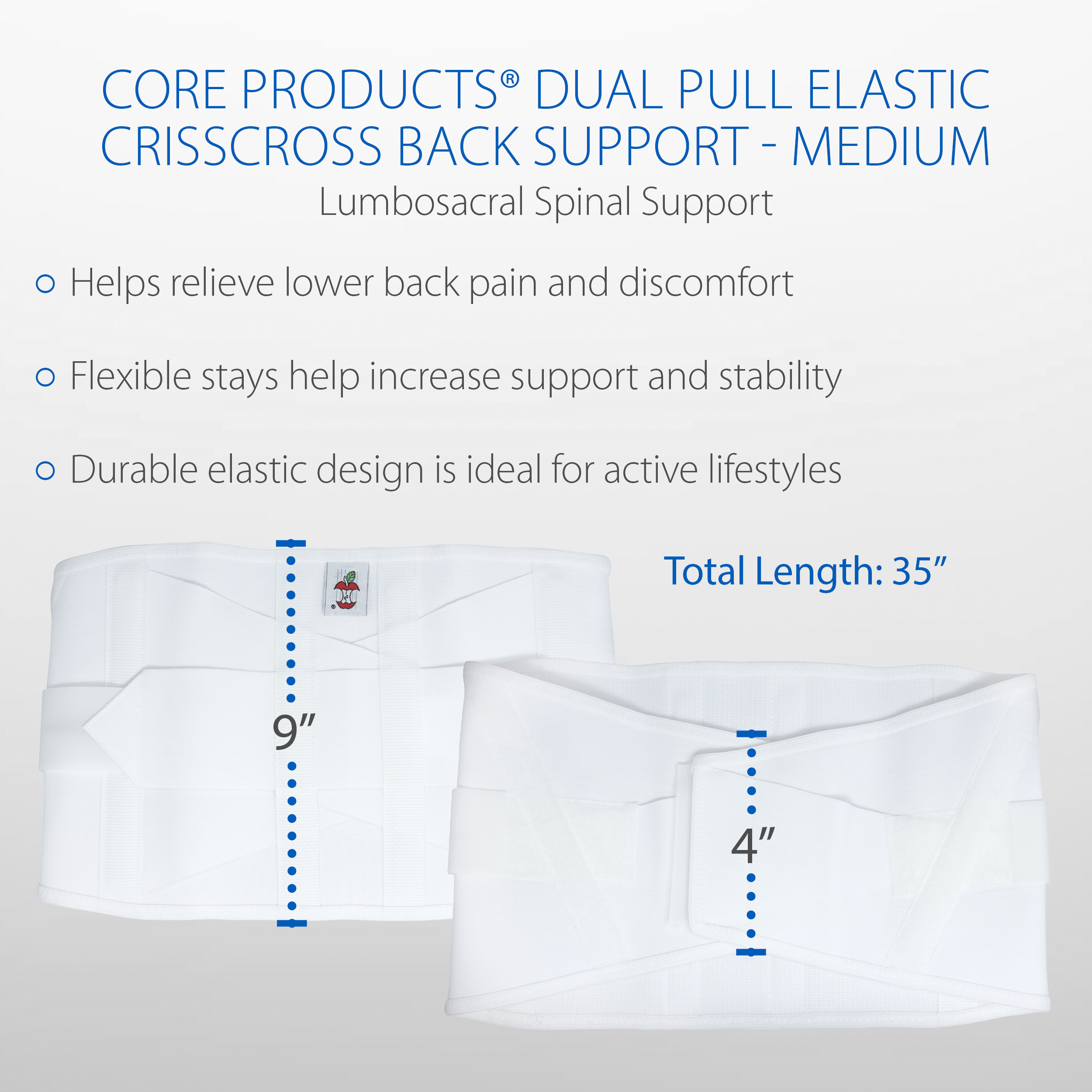 Core Products Doble Tiro Entrecruzado Lumbosacro Flexible Cinturón Soporte Compresión - Imagen 28 de 47
