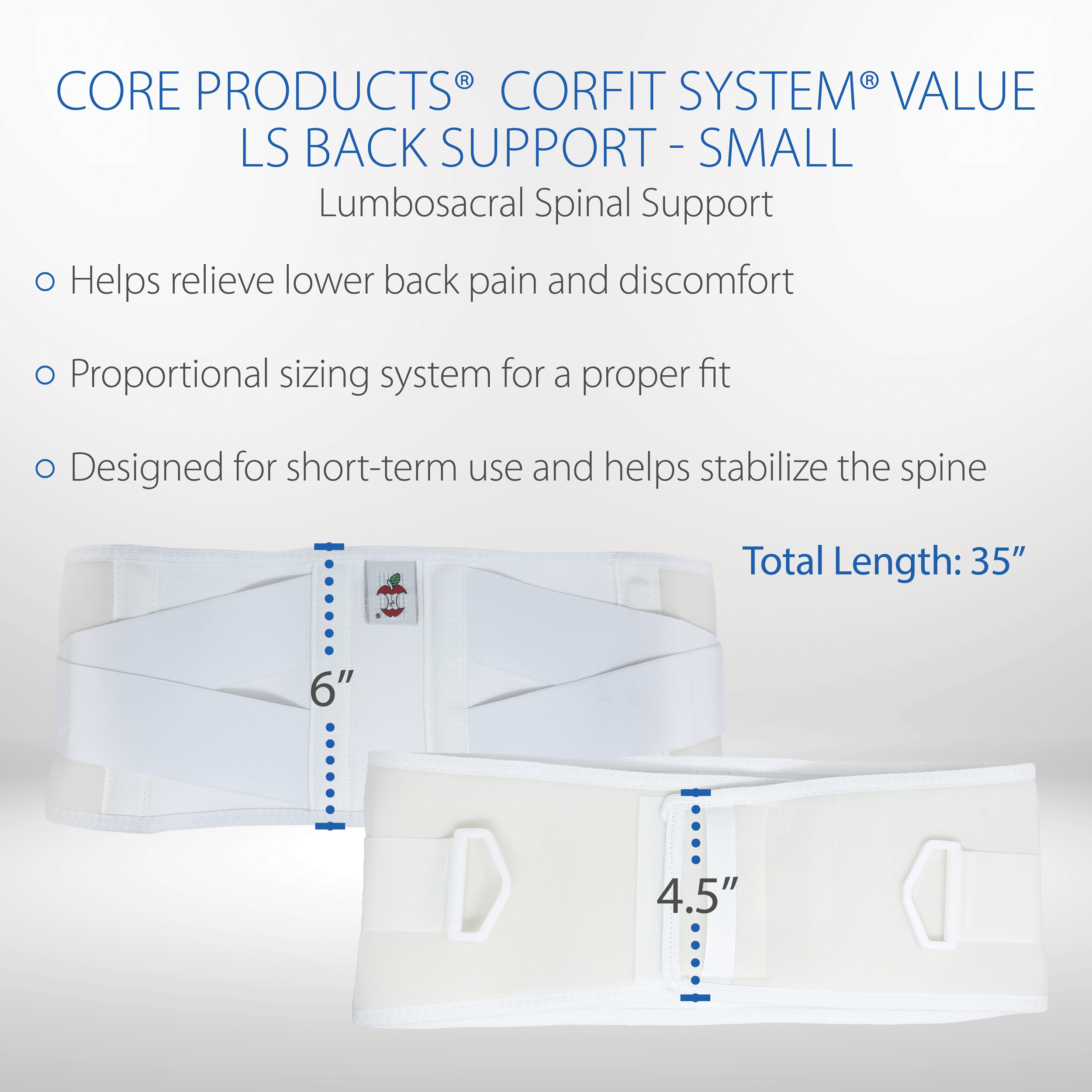 Core Products Corfit LS Value Belt Helps Stabilize Spine To Ease Lower Back Pain