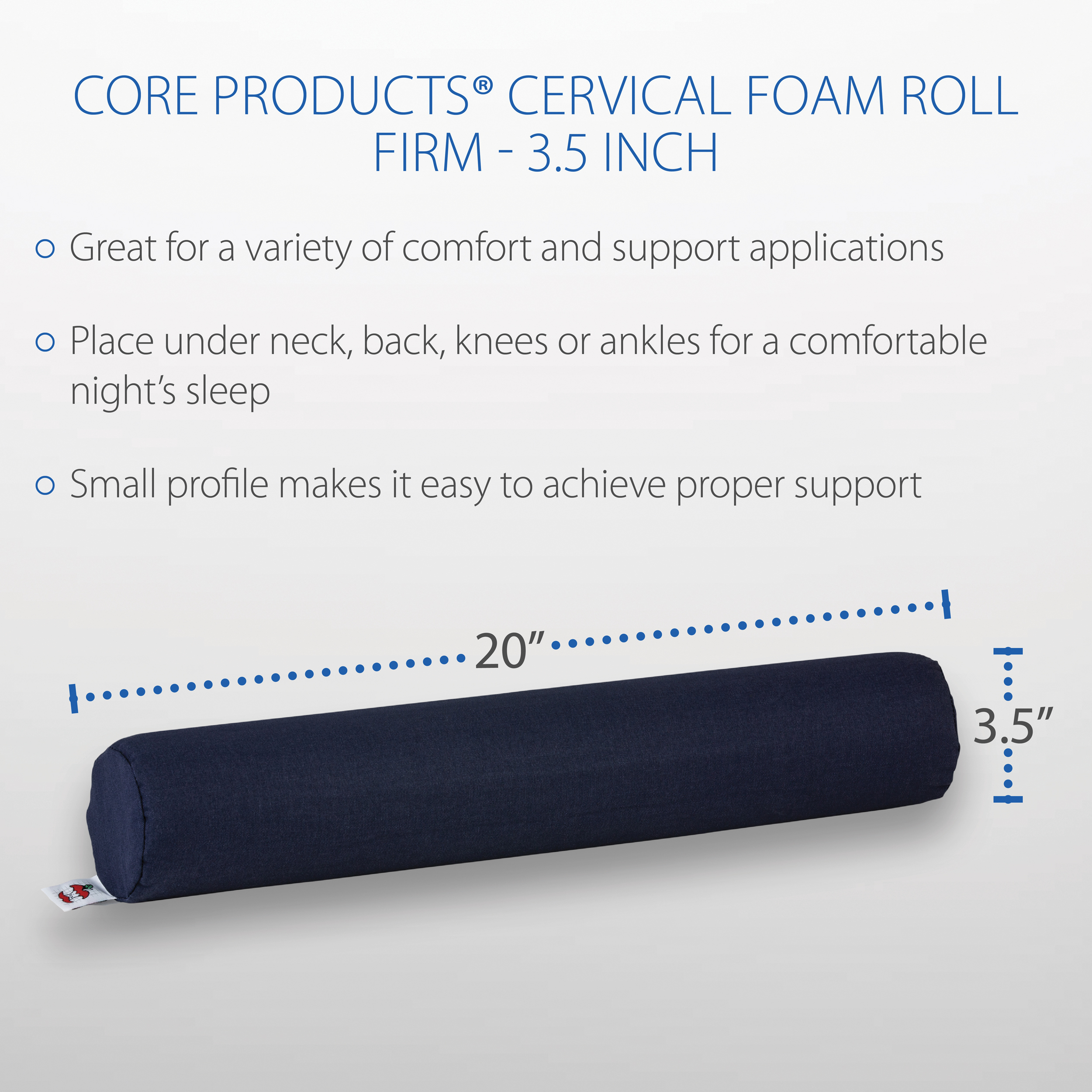 Core Products Cervical Support Foam Roll Blue Tuck Under Neck Back Knees Ankles