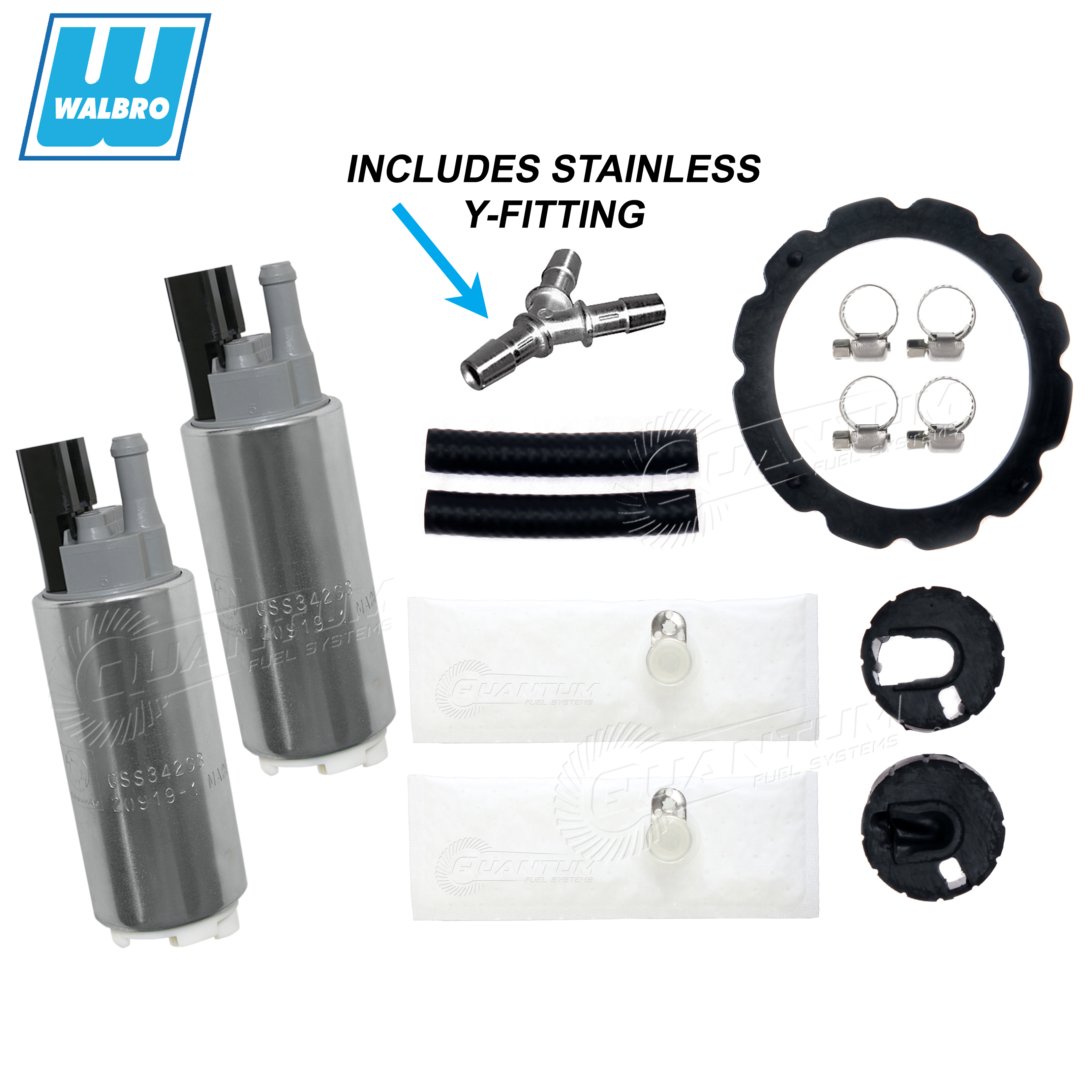 GENUINE WALBRO Dual GSS342 255LPH Fuel Pumps 9904 Ford Lightning +YFitting Kit eBay