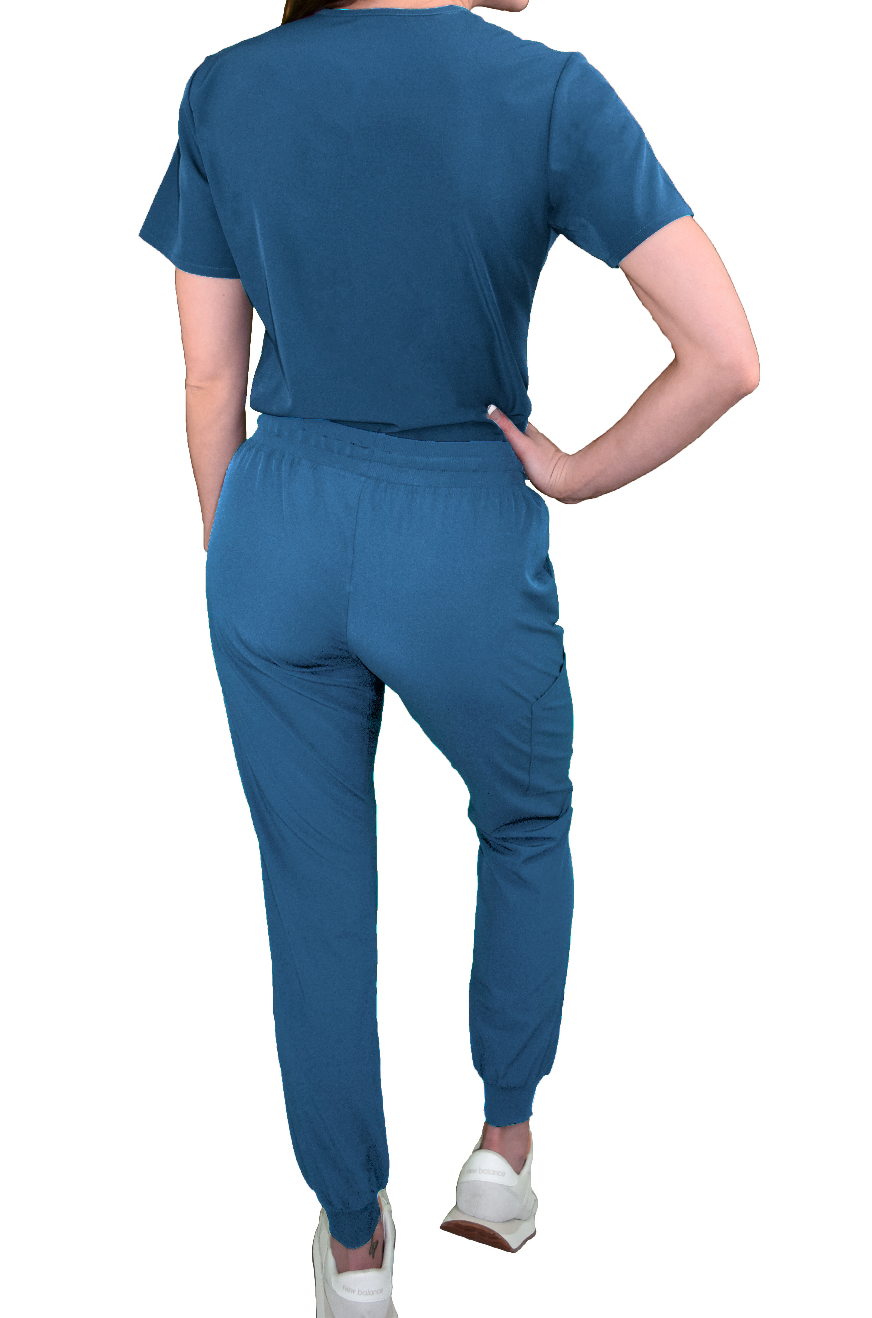 GT Performance Women's V-Neck Tuck-In Top/Slim Fit Jogger Yoga Pant Scrub Set - Picture 12 of 37