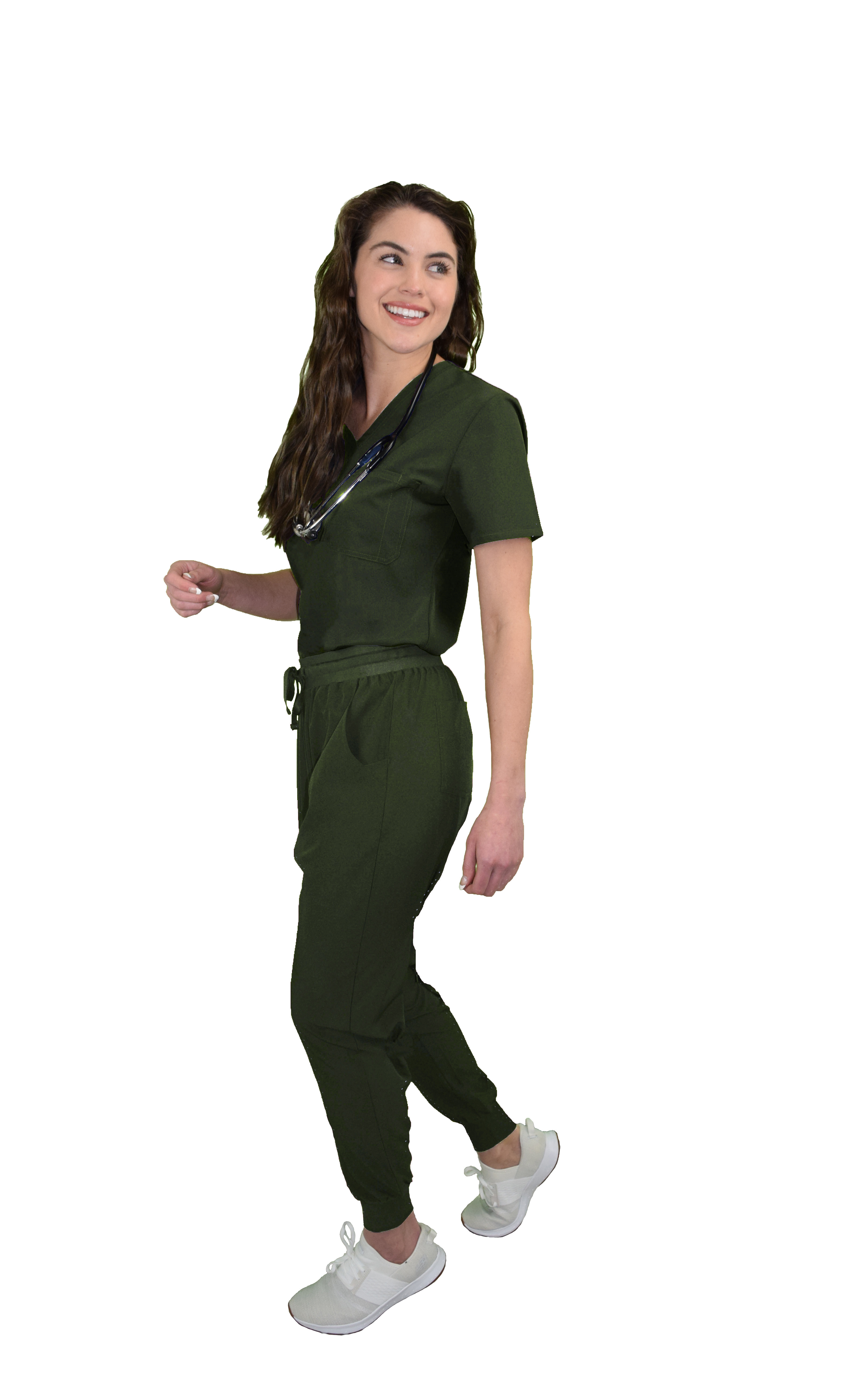 GT Performance Women's V-Neck Tuck-In Top/Slim Fit Jogger Yoga Pant Scrub Set - Picture 28 of 37