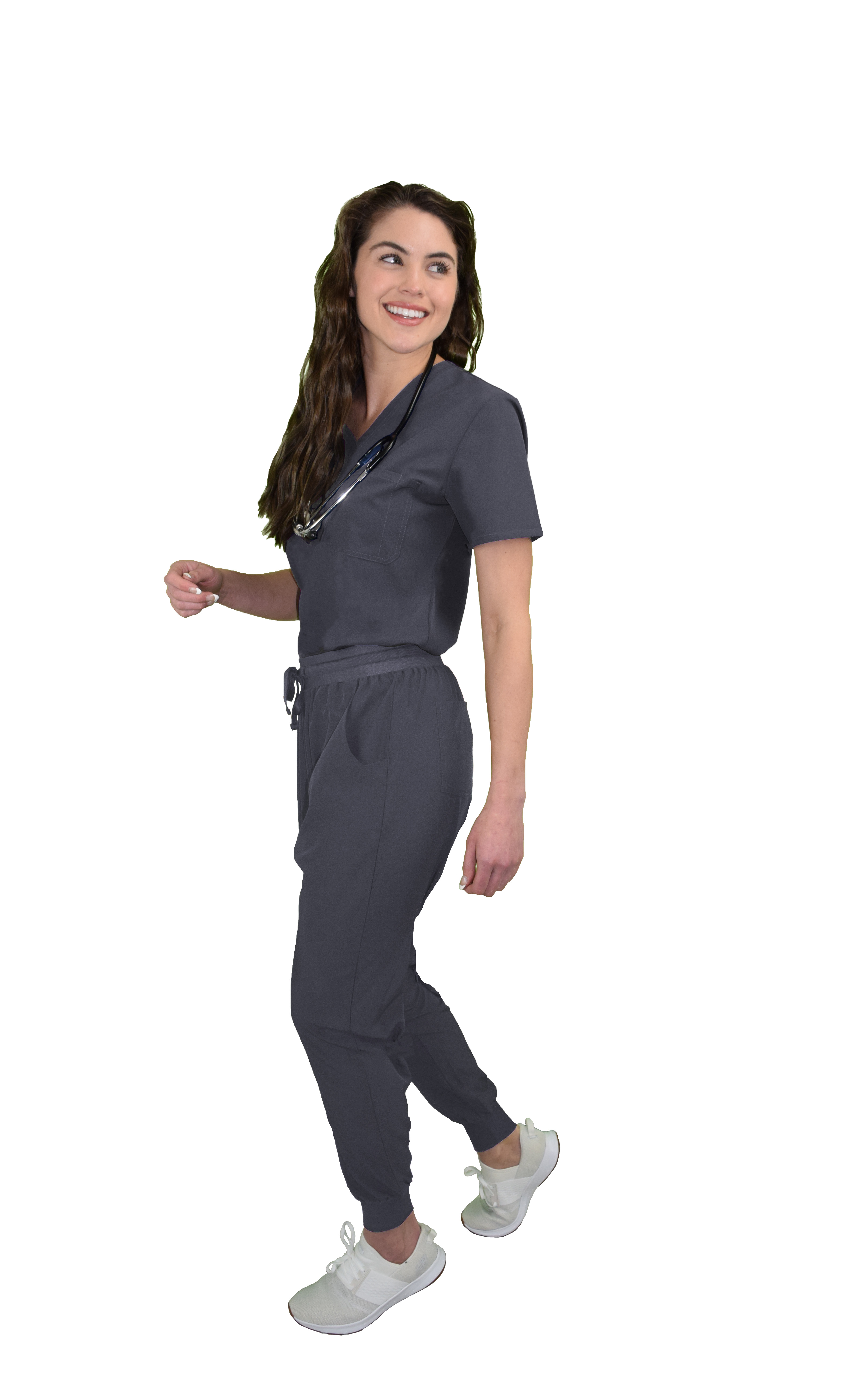 GT Performance Women's V-Neck Tuck-In Top/Slim Fit Jogger Yoga Pant Scrub Set - Picture 22 of 37