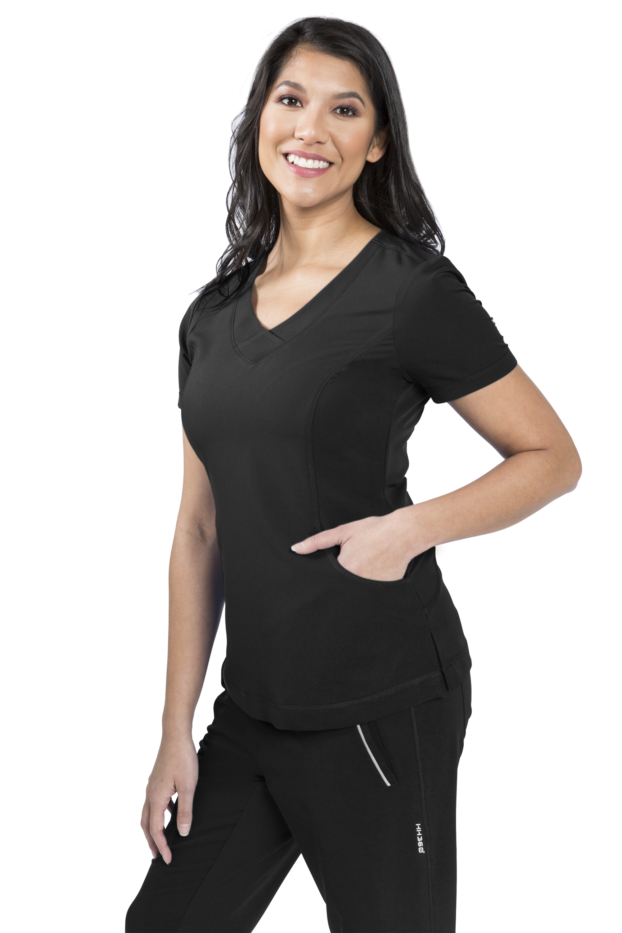 Womens Size XL Gray And Black Healing Hands 360 Scrubs Top eBay