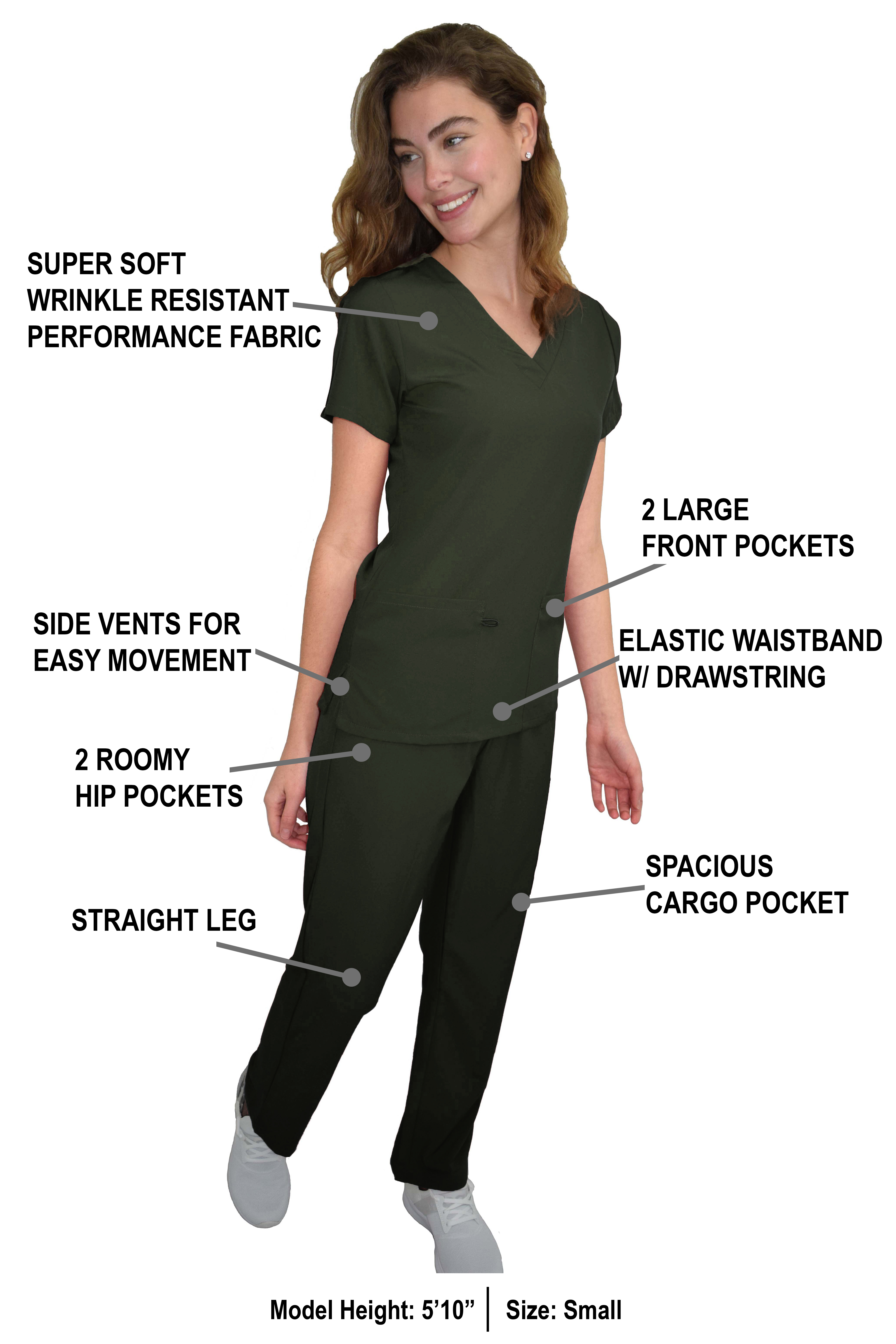 GT Performance/4FLEX Womens Scrub Set V-neck Top and Pant - Picture 130 of 146