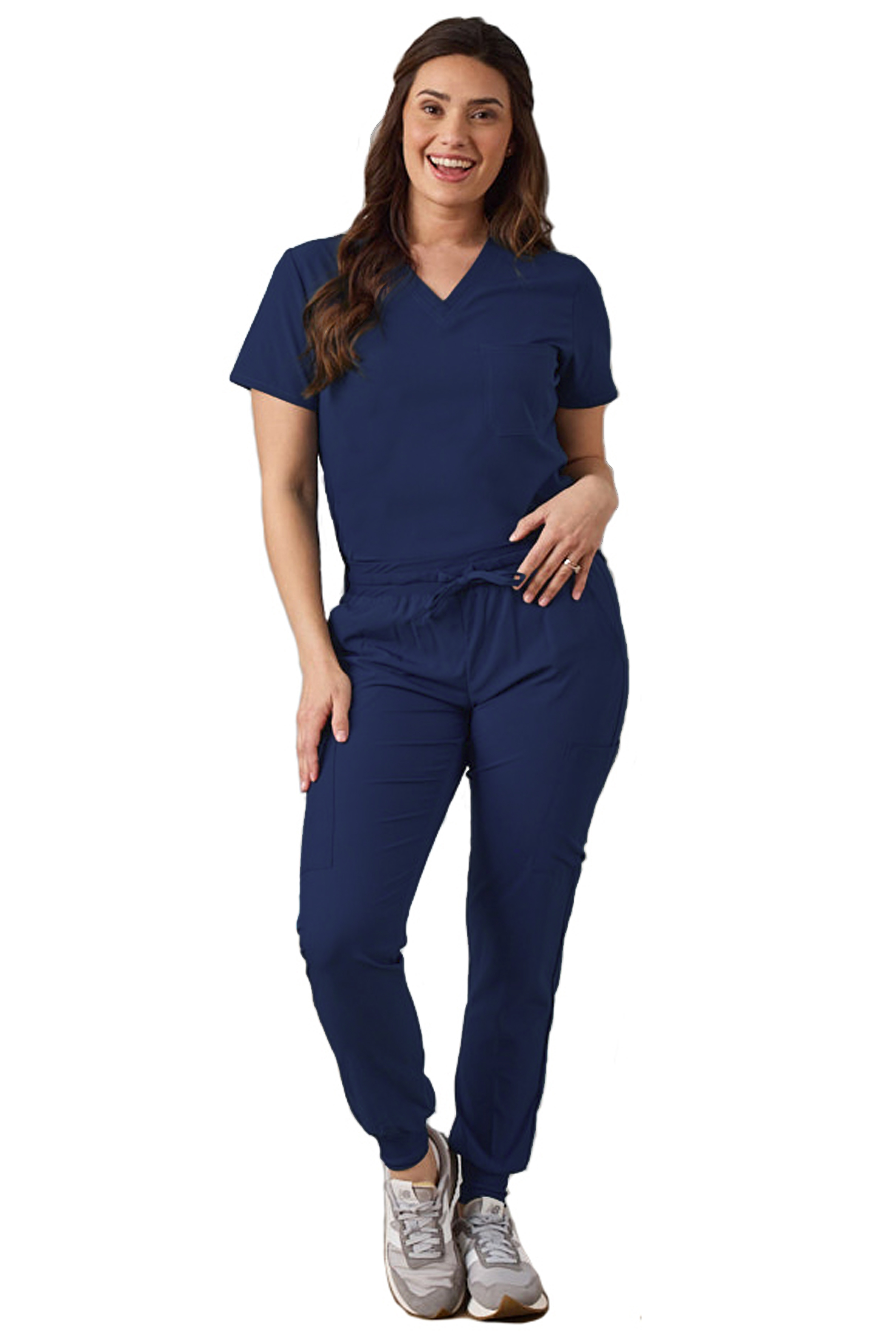 GT Performance Women's V-Neck Tuck-In Top/Slim Fit Jogger Yoga Pant Scrub Set - Picture 14 of 37