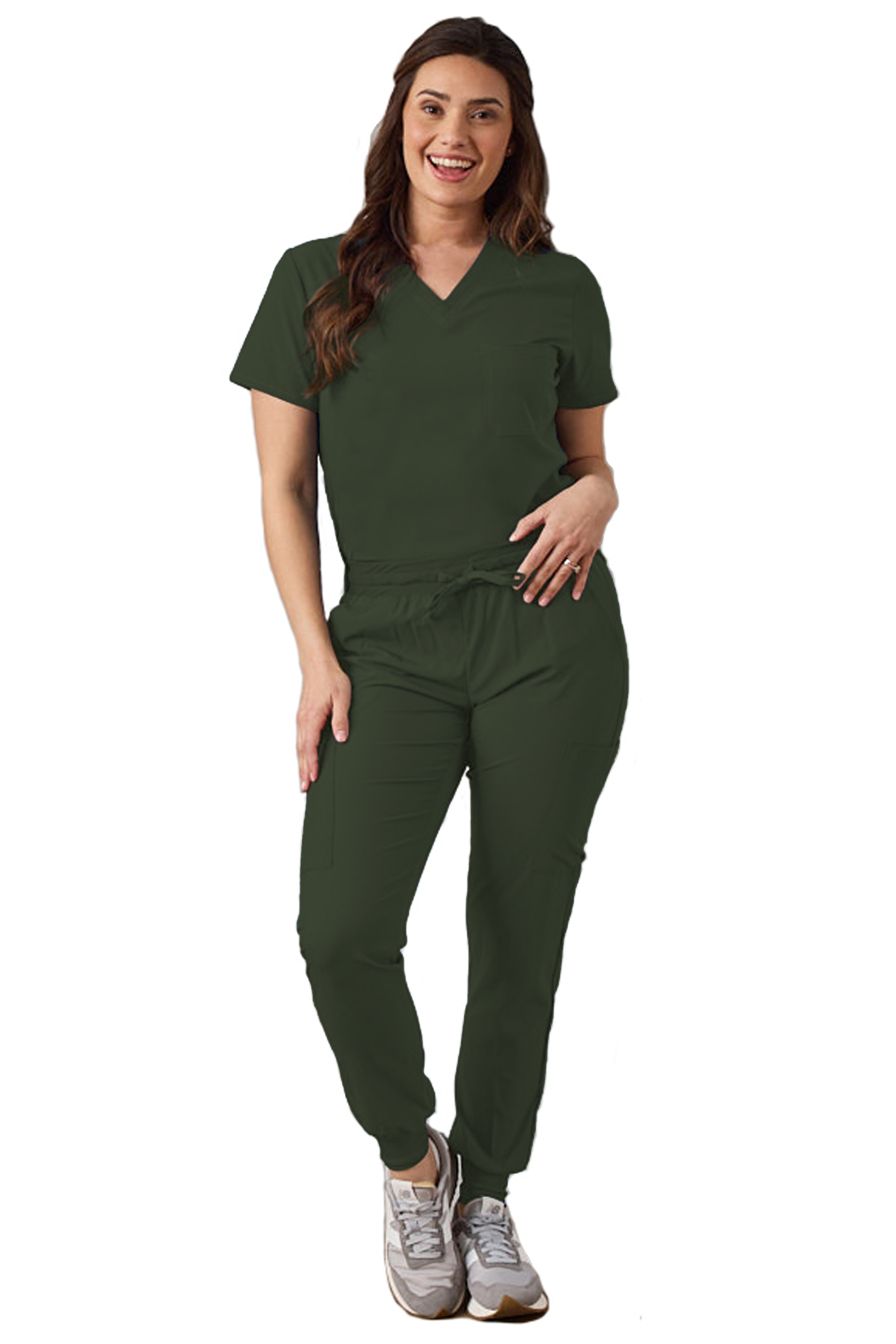 GT Performance Women's V-Neck Tuck-In Top/Slim Fit Jogger Yoga Pant Scrub Set - Picture 26 of 37