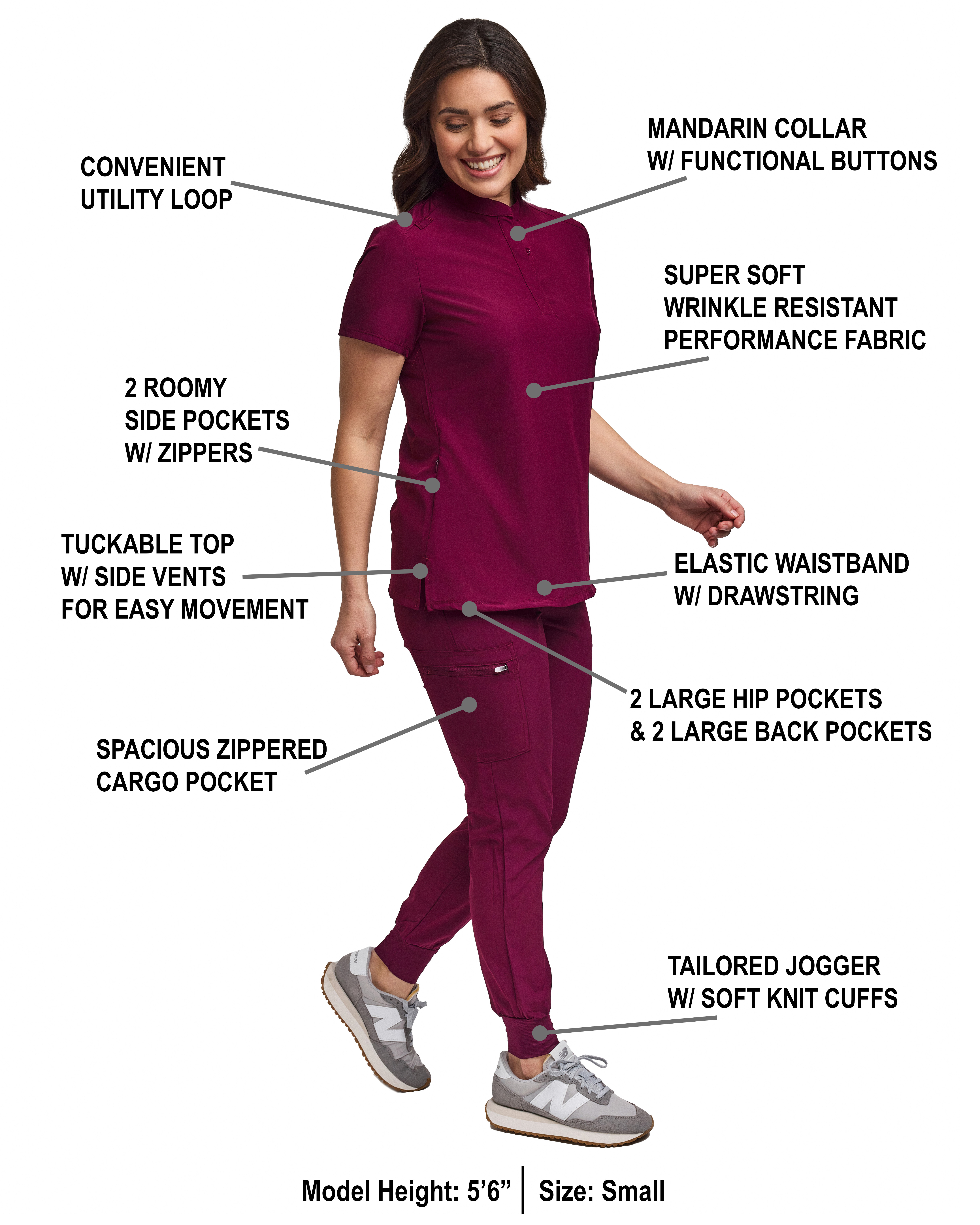 GT Performance/4FLEX Women's Scrub Set-Jogger Pant with Tuck-In Band Collar Top - Picture 27 of 31