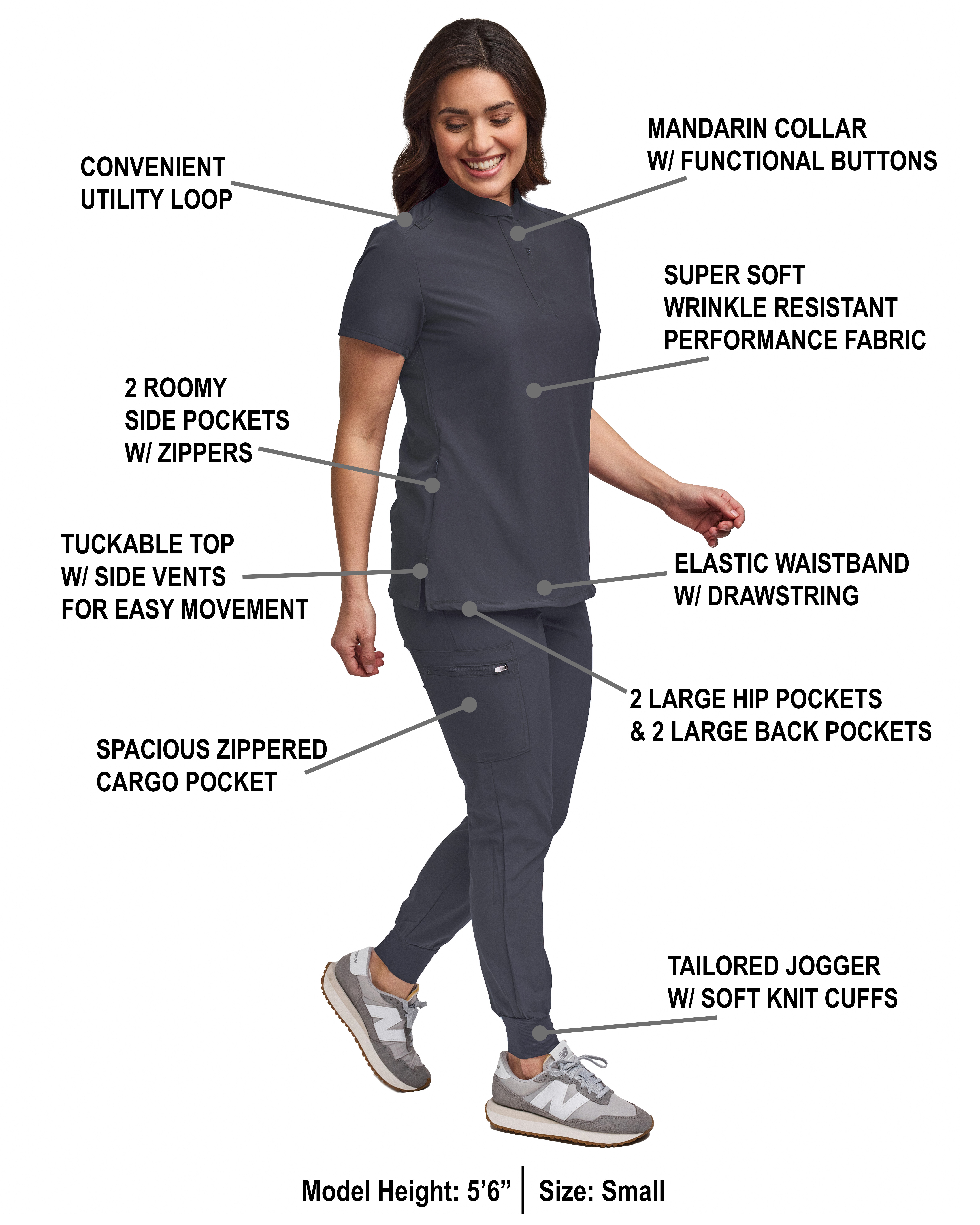 GT Performance/4FLEX Women's Scrub Set-Jogger Pant with Tuck-In Band Collar Top - Picture 21 of 31