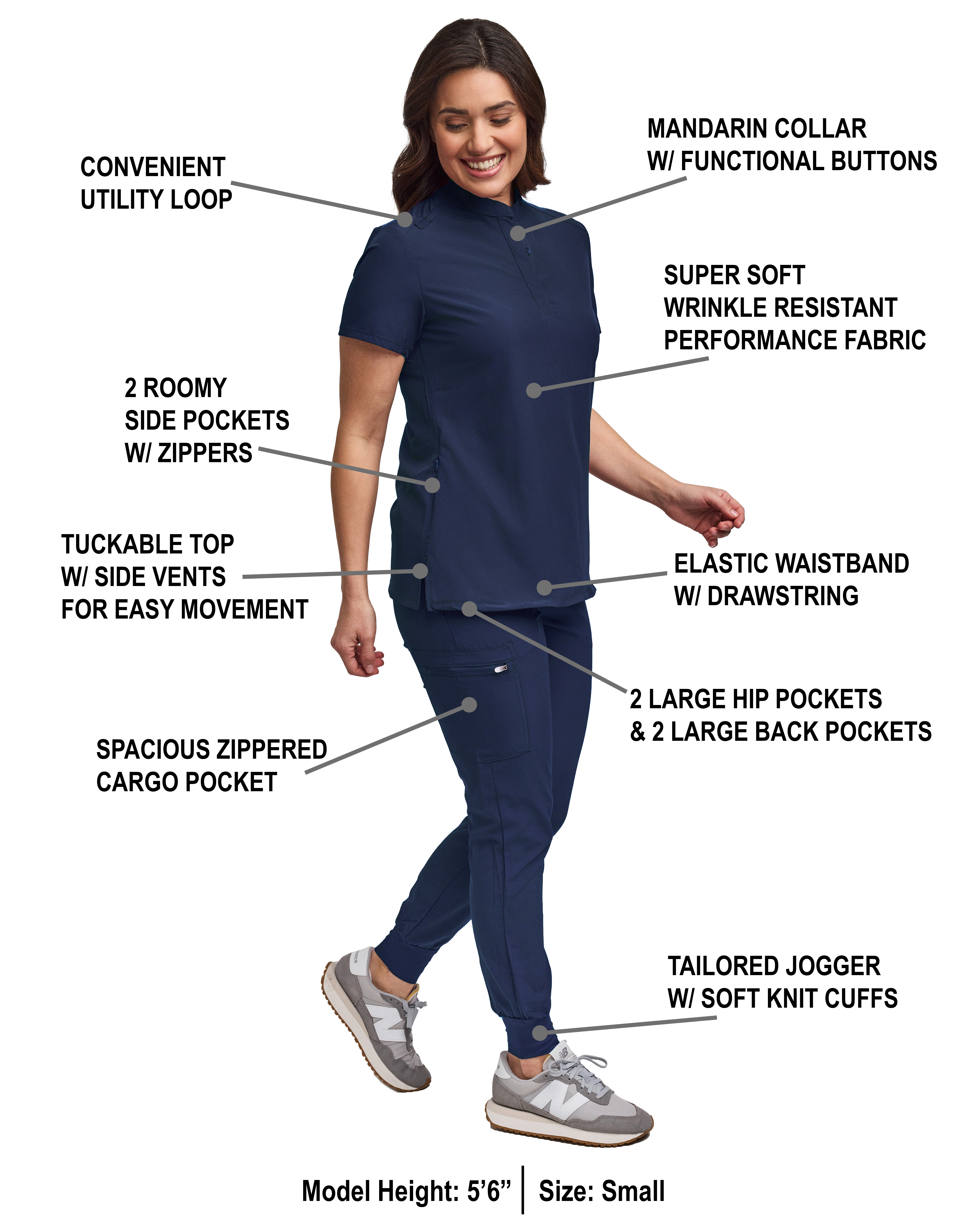 GT Performance/4FLEX Women's Scrub Set-Jogger Pant with Tuck-In Band Collar Top - Picture 15 of 31