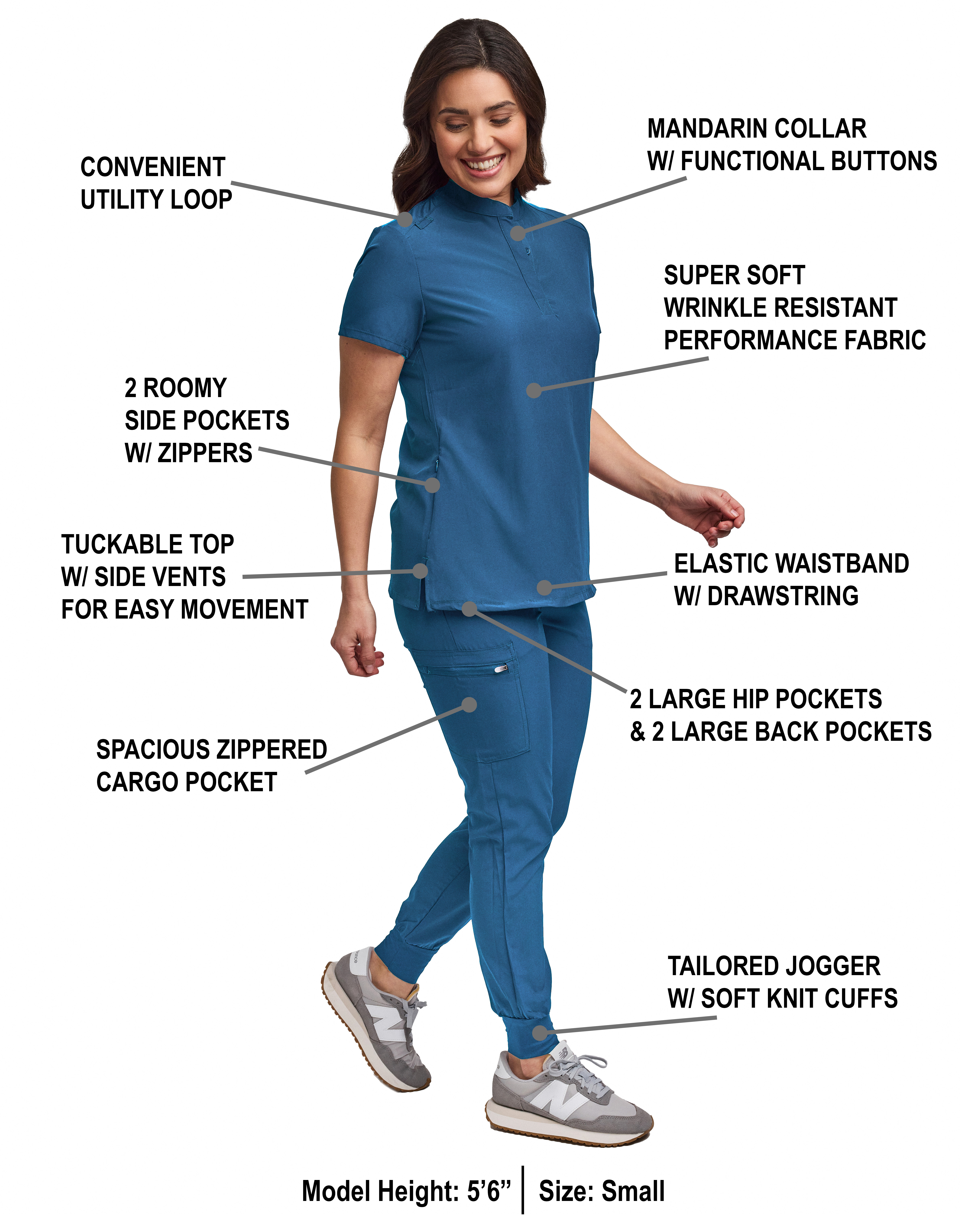 GT Performance/4FLEX Women's Scrub Set-Jogger Pant with Tuck-In Band Collar Top - Picture 9 of 31