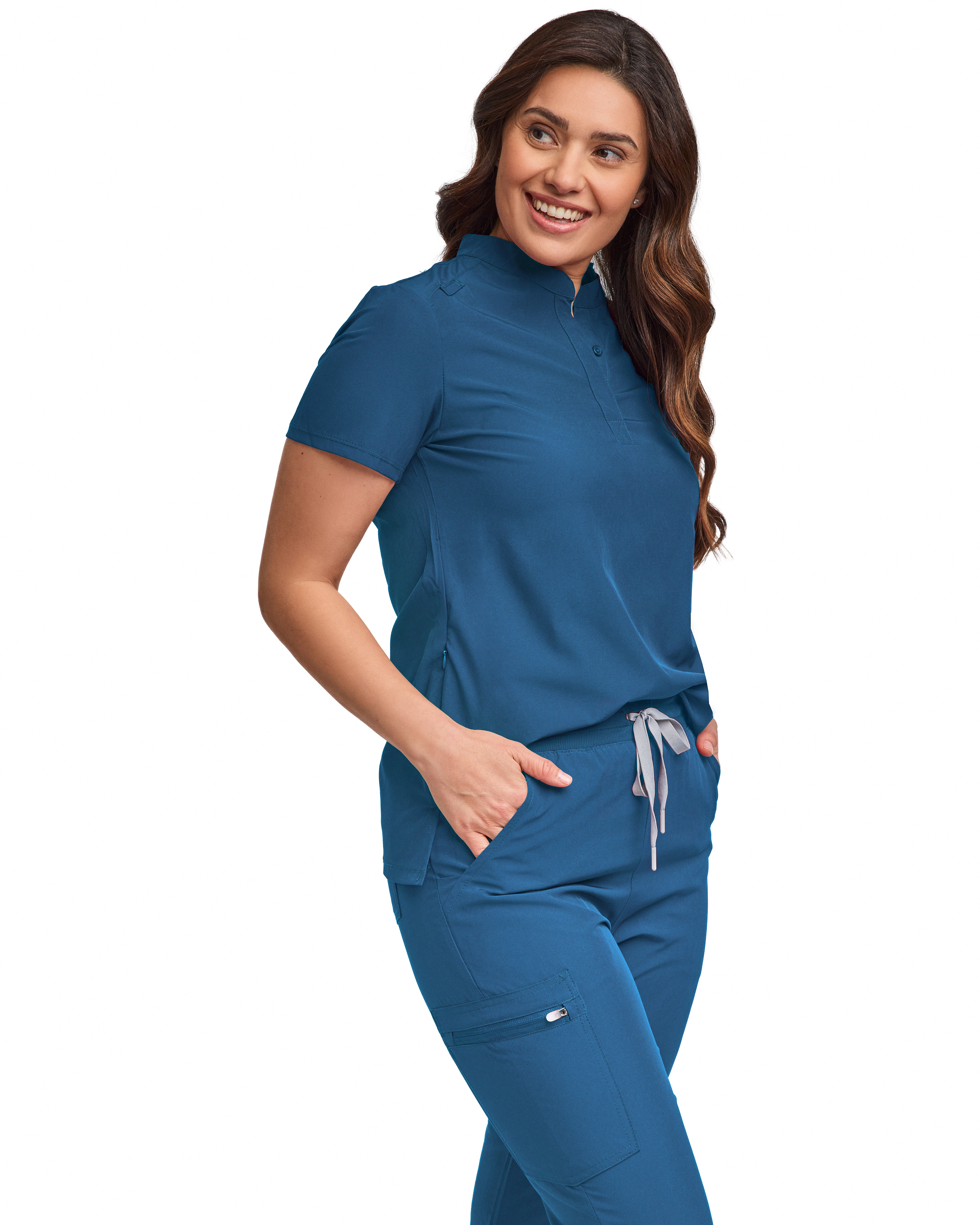 GT Performance/4FLEX Women's Scrub Set-Jogger Pant with Tuck-In Band Collar Top - Picture 11 of 31