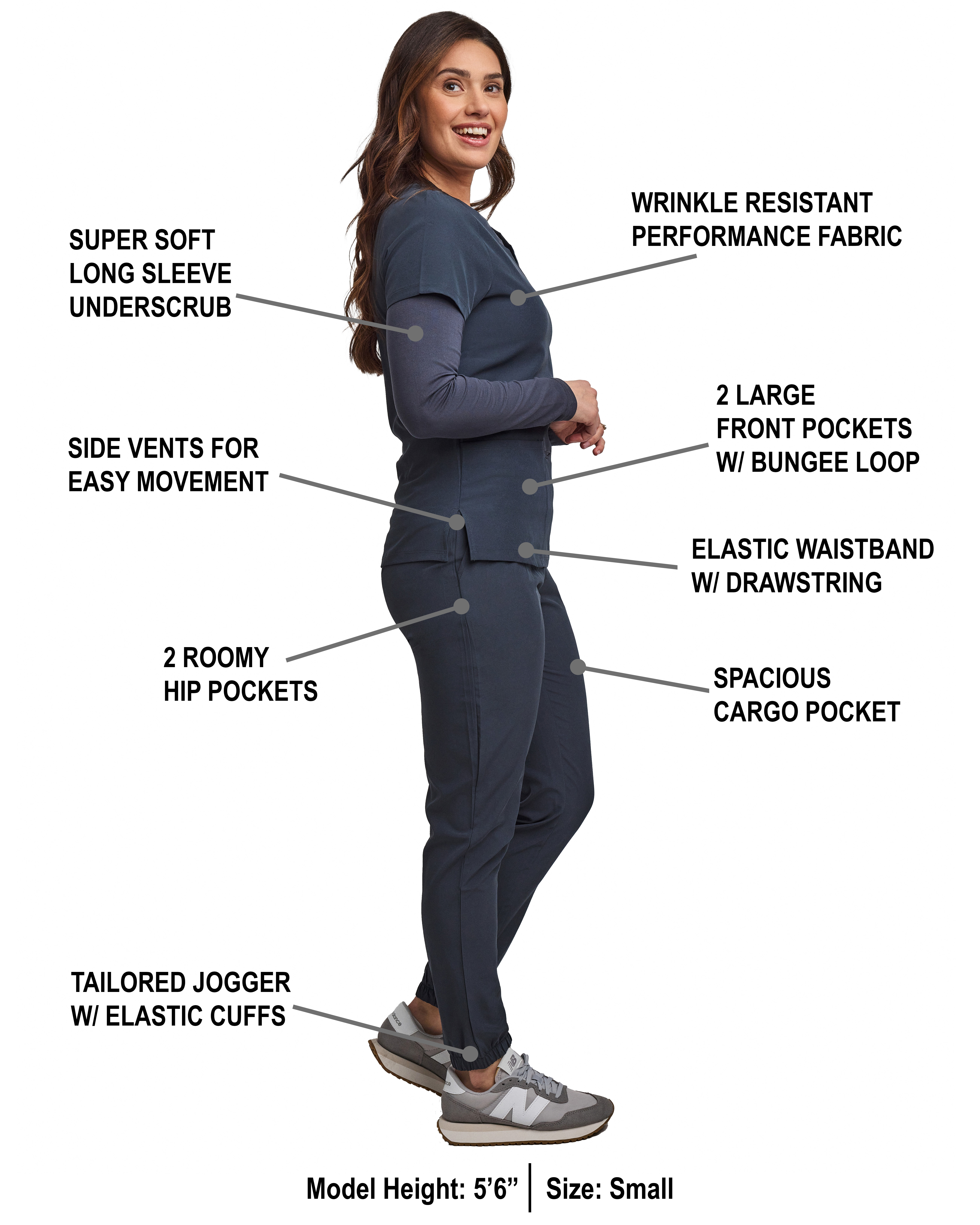 GT Performance/4FLEX Womens 3-PIECE Scrub Set Jogger Pant, Underscrub, and Top - Picture 18 of 21
