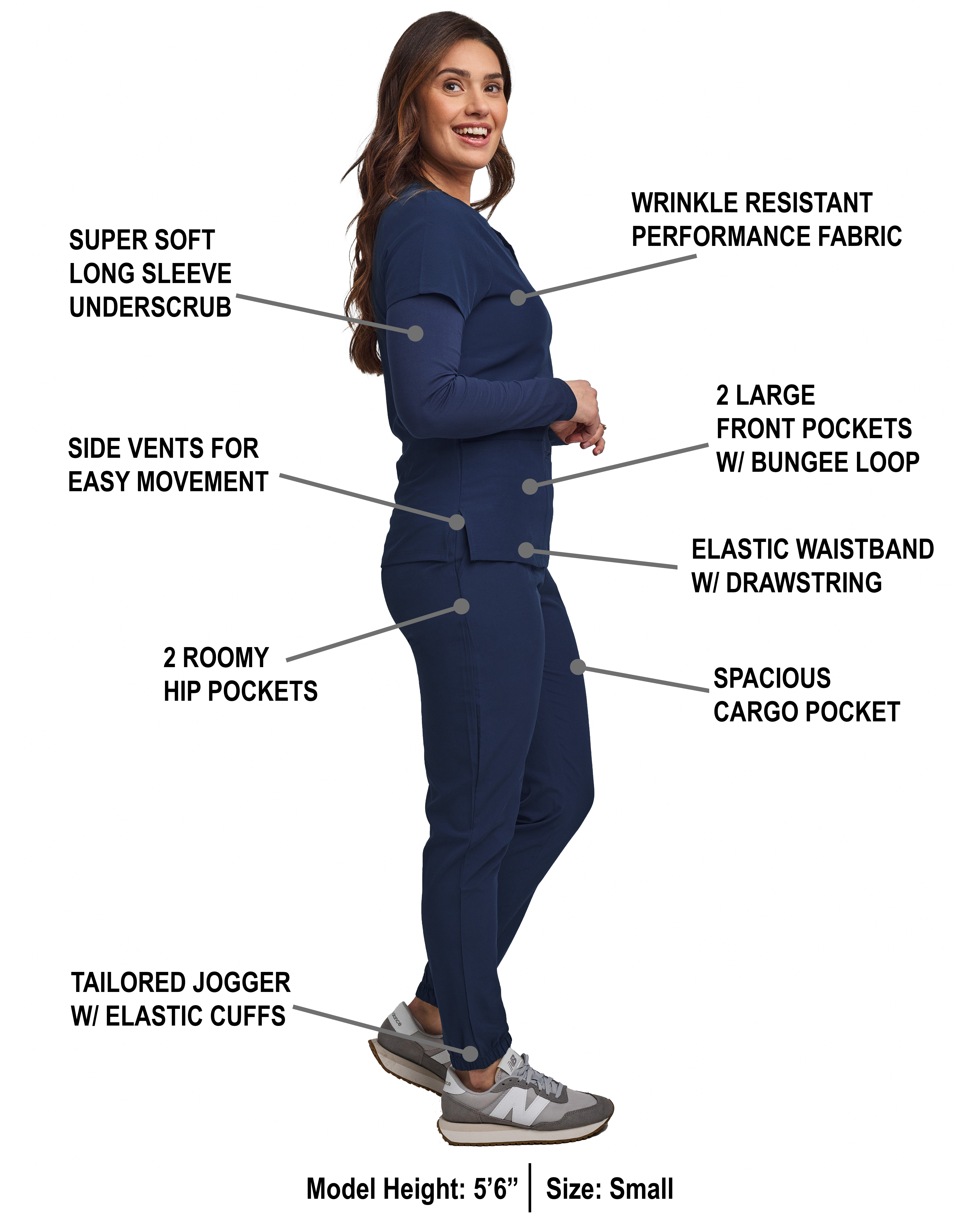 GT Performance/4FLEX Womens 3-PIECE Scrub Set Jogger Pant, Underscrub, and Top - Picture 13 of 21