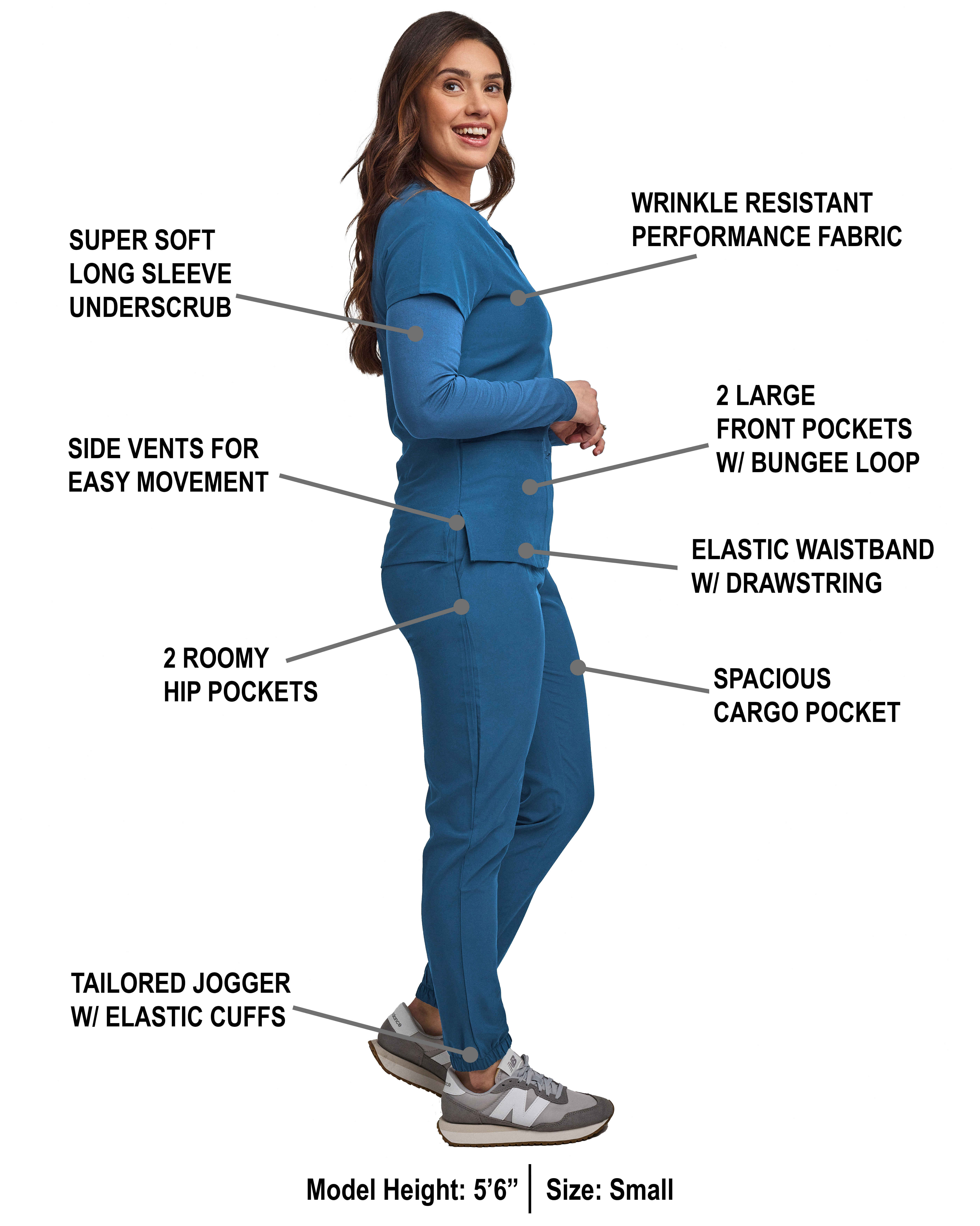 GT Performance/4FLEX Womens 3-PIECE Scrub Set Jogger Pant, Underscrub, and Top - Picture 8 of 21