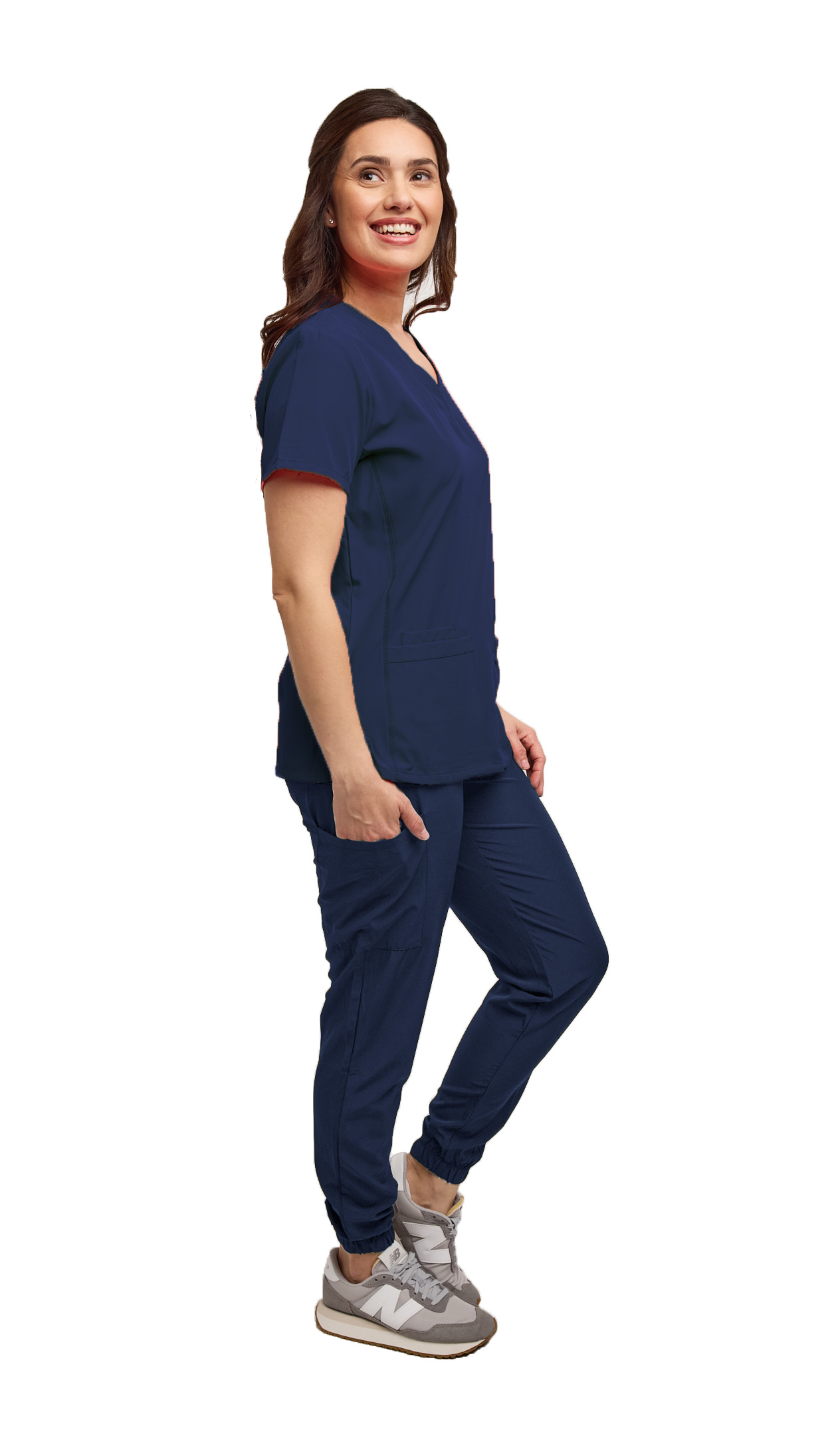 Womens 7 Pocket Scrub Set V-Neck Top and Jogger Pant Medical Nursing Uniform - Picture 9 of 37