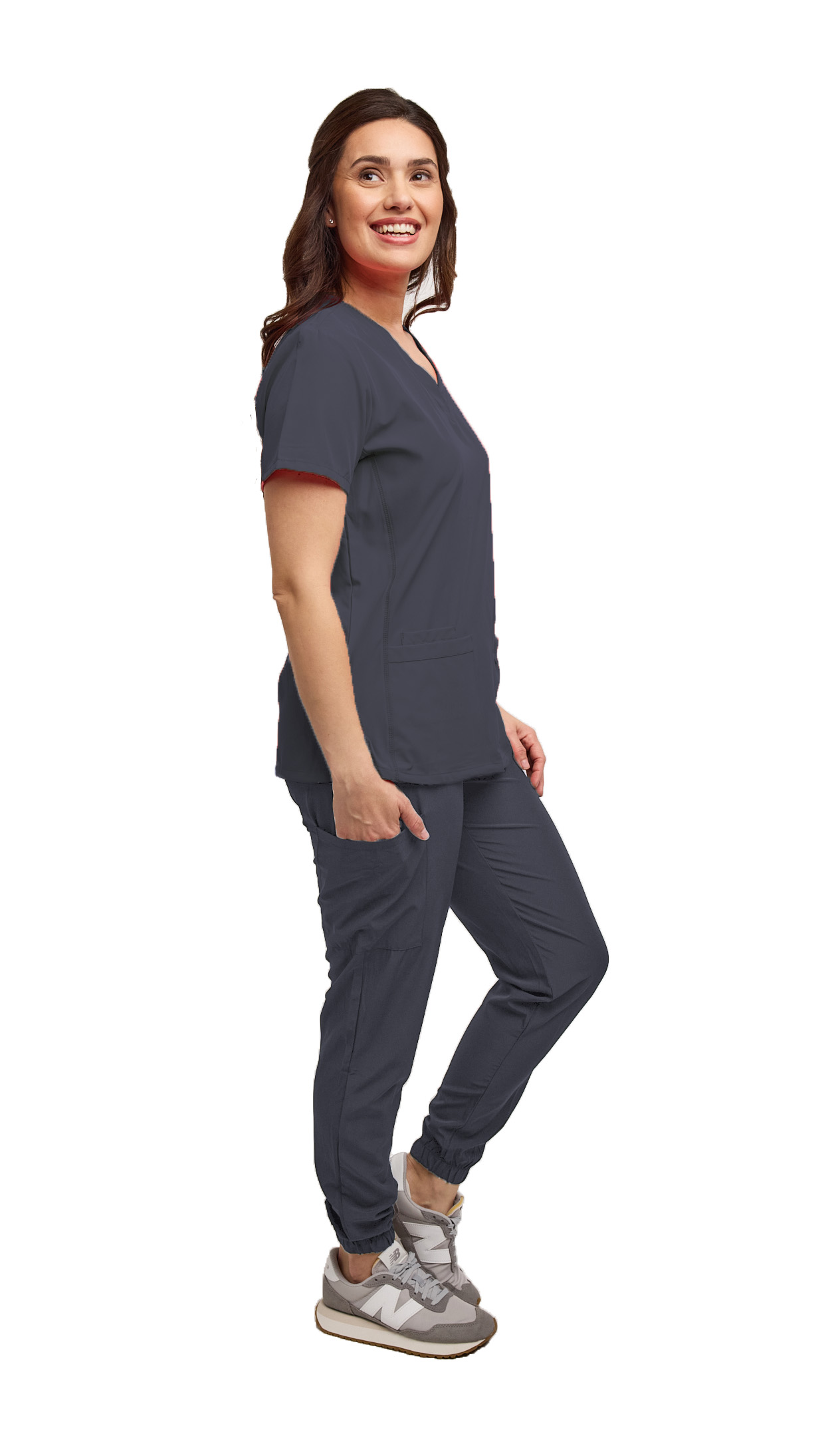 Womens 7 Pocket Scrub Set V-Neck Top and Jogger Pant Medical Nursing Uniform - Picture 21 of 37
