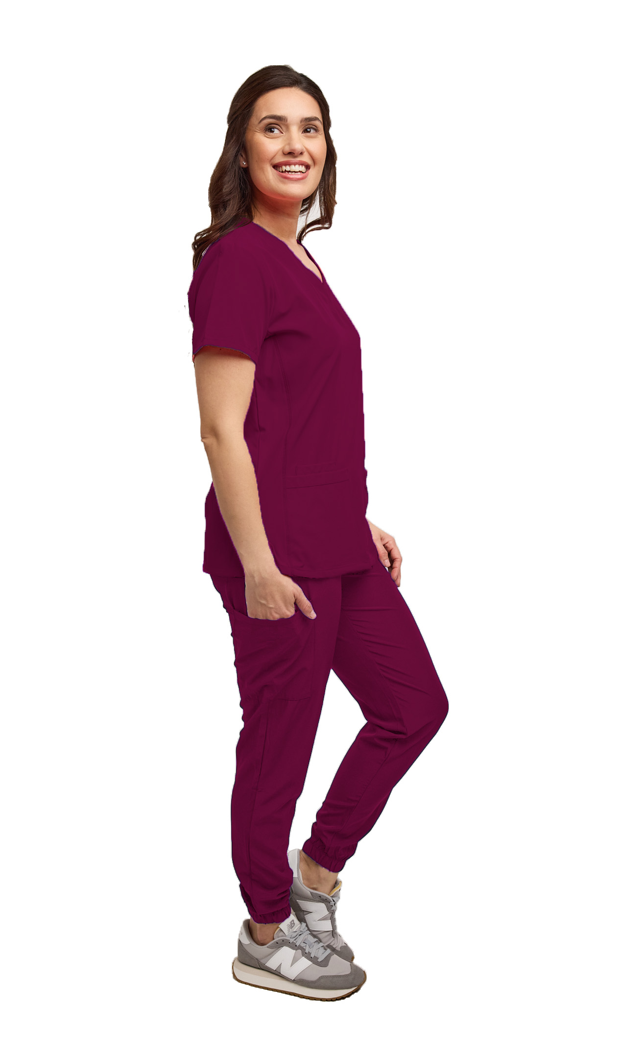 Womens 7 Pocket Scrub Set V-Neck Top and Jogger Pant Medical Nursing Uniform - Picture 33 of 37