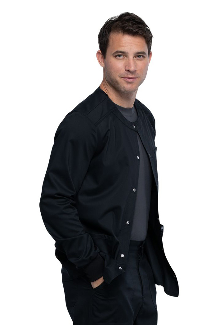 cherokee workwear revolution men's zip front warm up scrub jacket