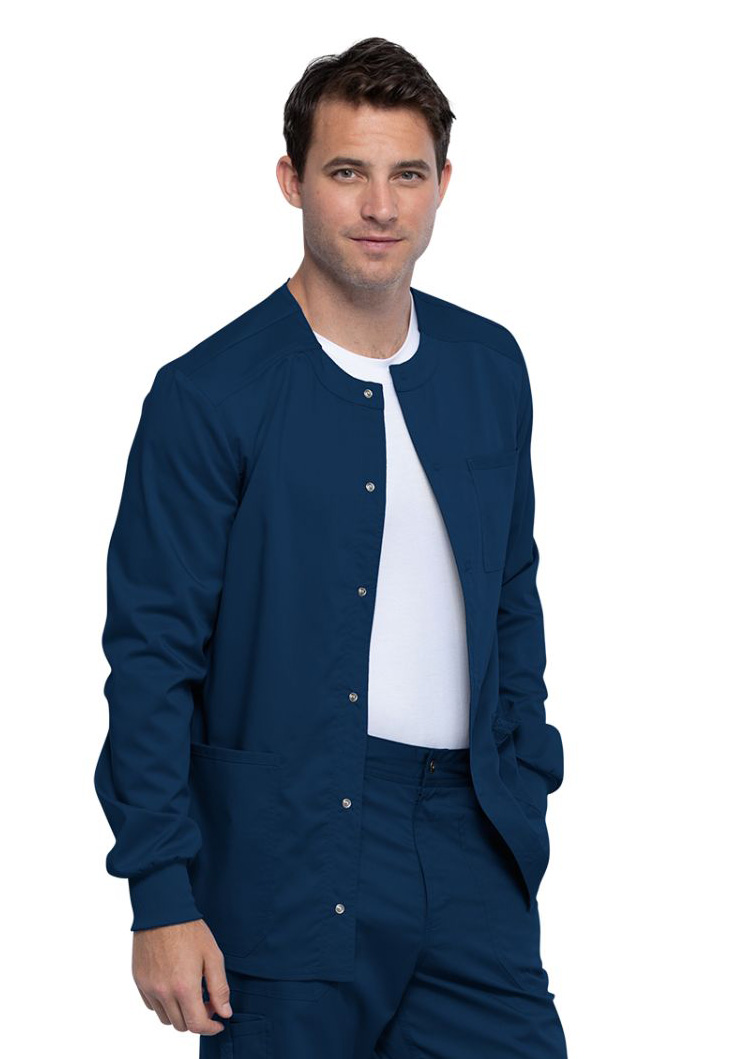 cherokee workwear revolution men's zip front warm up scrub jacket