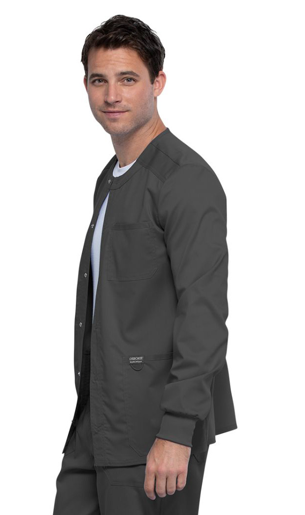 cherokee workwear revolution men's zip front warm up scrub jacket