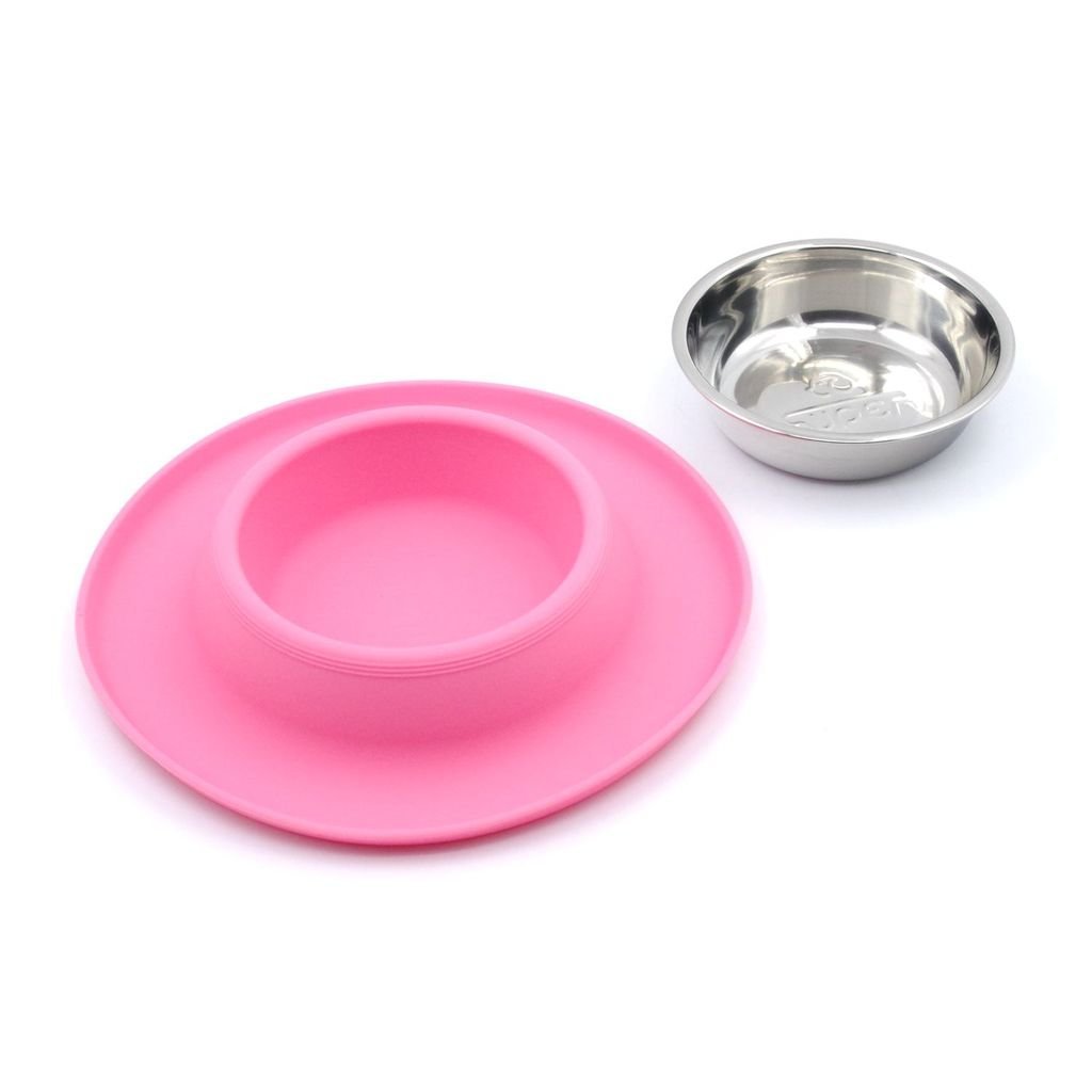 Dog Cat Bowl Silicone Clean Nonslip Water Food Bowl Blue Pink