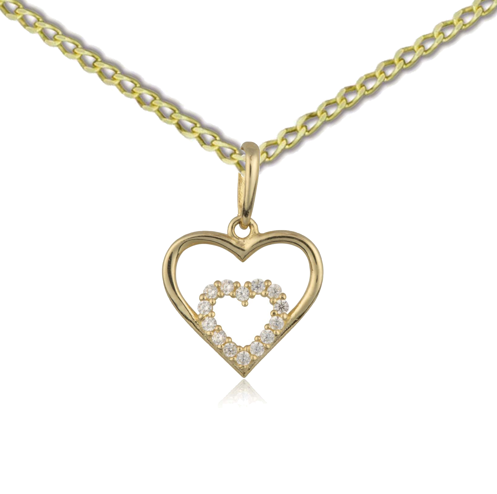 9ct White gold heart pendant set with 